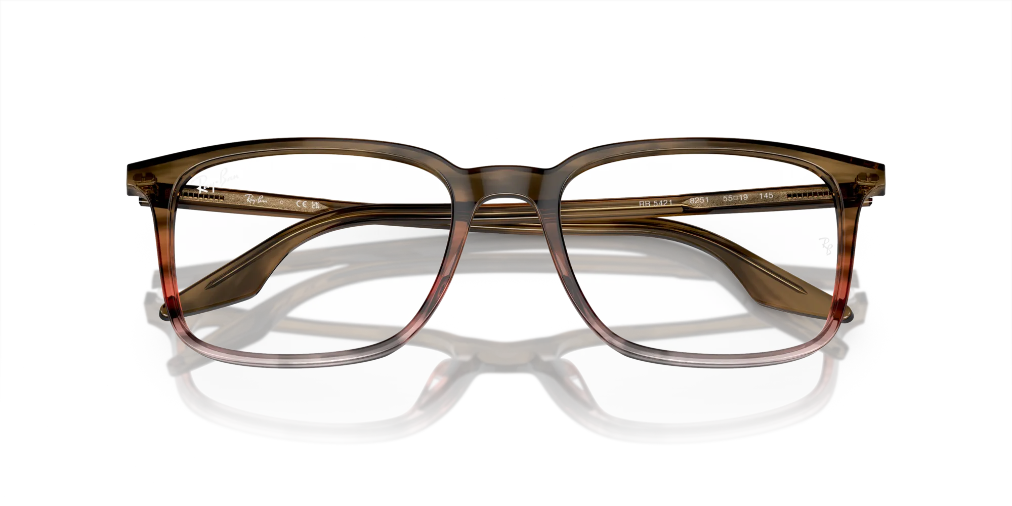 Ray - Ban RX5421 8251 Montature da vista Acetato Marrone Squadrata Normale - immagine 2