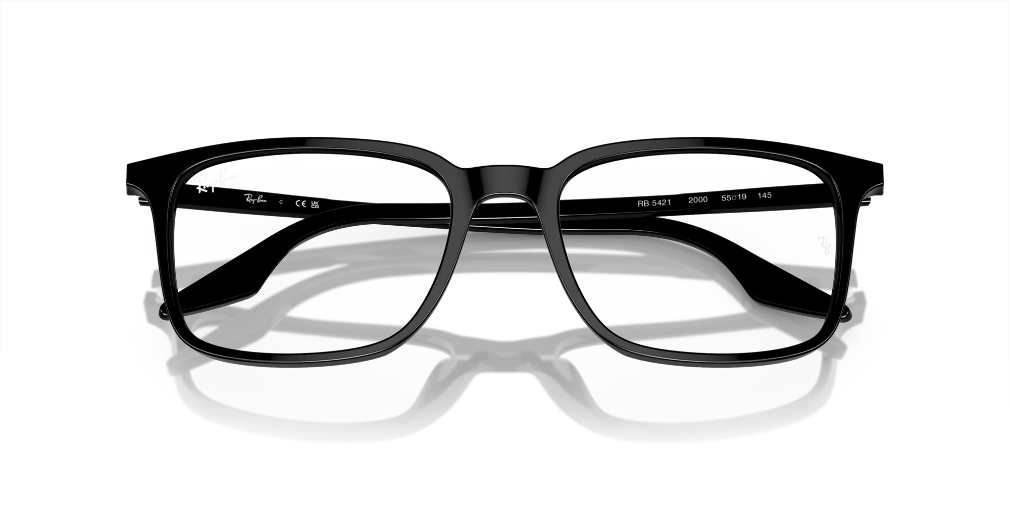 Ray - Ban RX5421 2000 Montature da vista Acetato Nero Trasparente Squadrata Normale - immagine 2