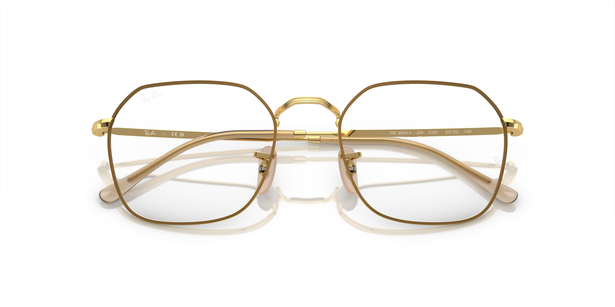 Ray - Ban RX3694V JIM 3167 Montature da vista Metallo Beige Trasparente Geometrica Normale - immagine 2