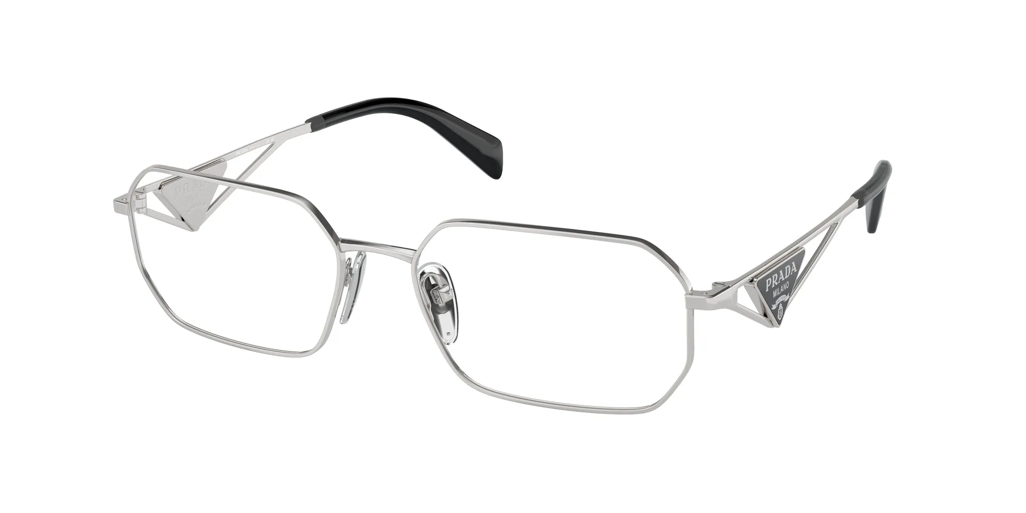 Prada PR A53V 1BC1O1 Montature da vista Acciaio Argento Trasparente Geometrica Normale - immagine 1