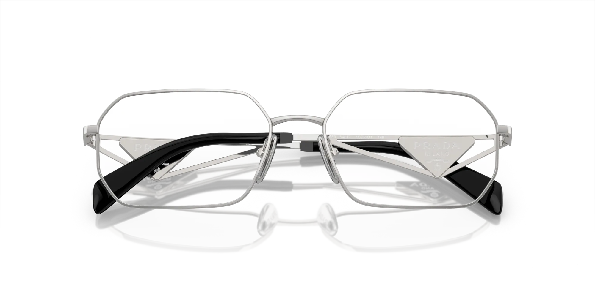 Prada PR A53V 1BC1O1 Montature da vista Acciaio Argento Trasparente Geometrica Normale - immagine 2