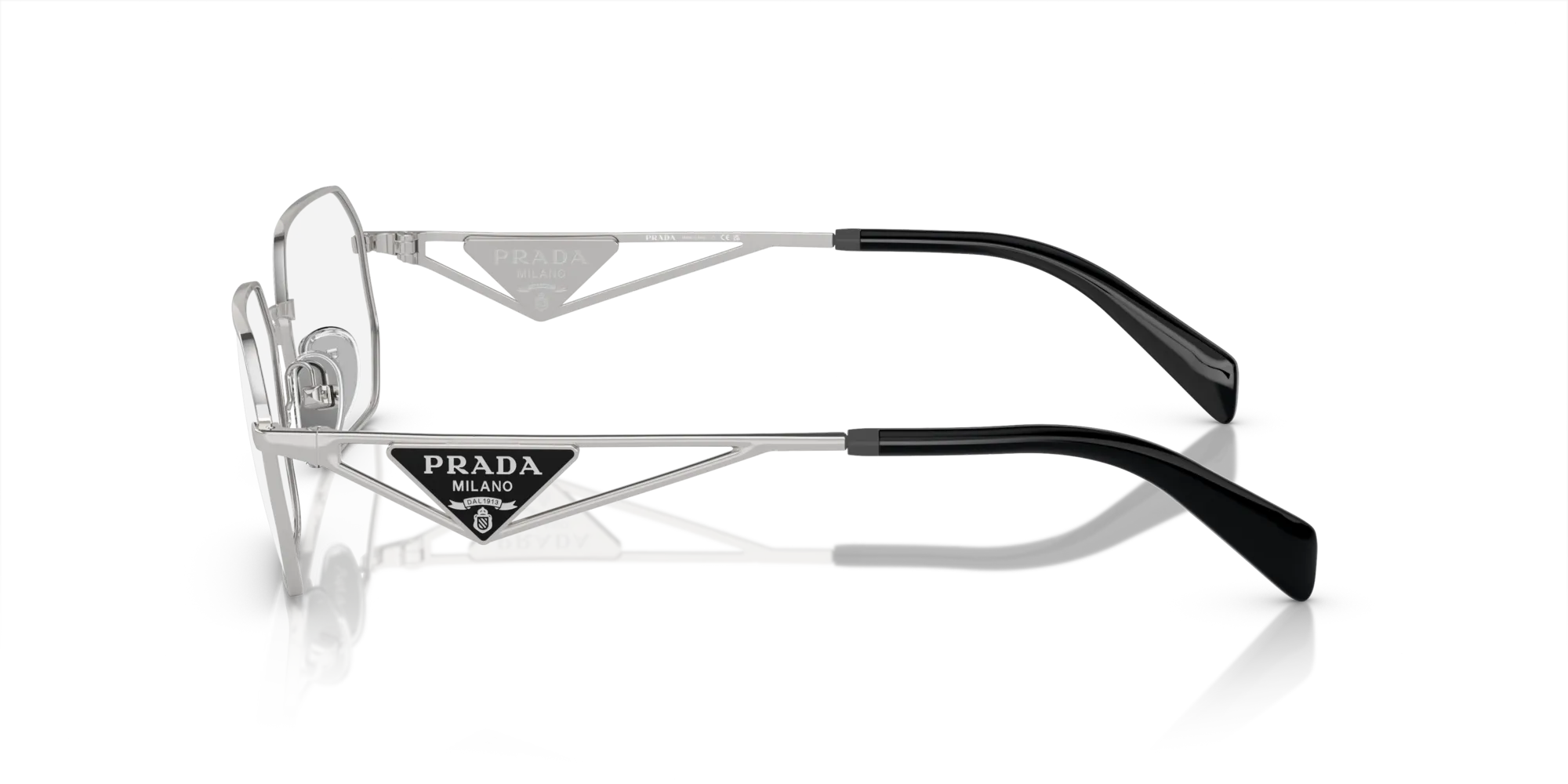 Prada PR A53V 1BC1O1 Montature da vista Acciaio Argento Trasparente Geometrica Normale - immagine 4