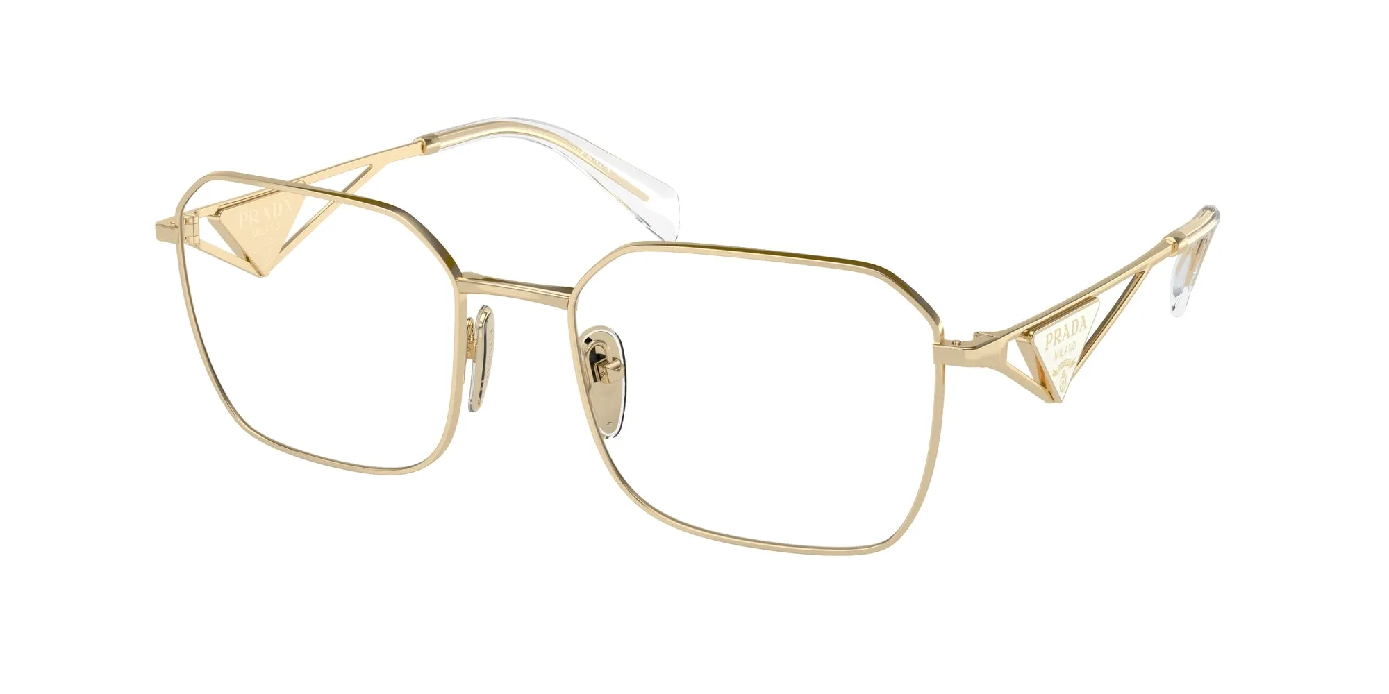 Prada PR A51V ZVN1O1 Montature da vista Acciaio Oro Trasparente Geometrica Normale - immagine 1
