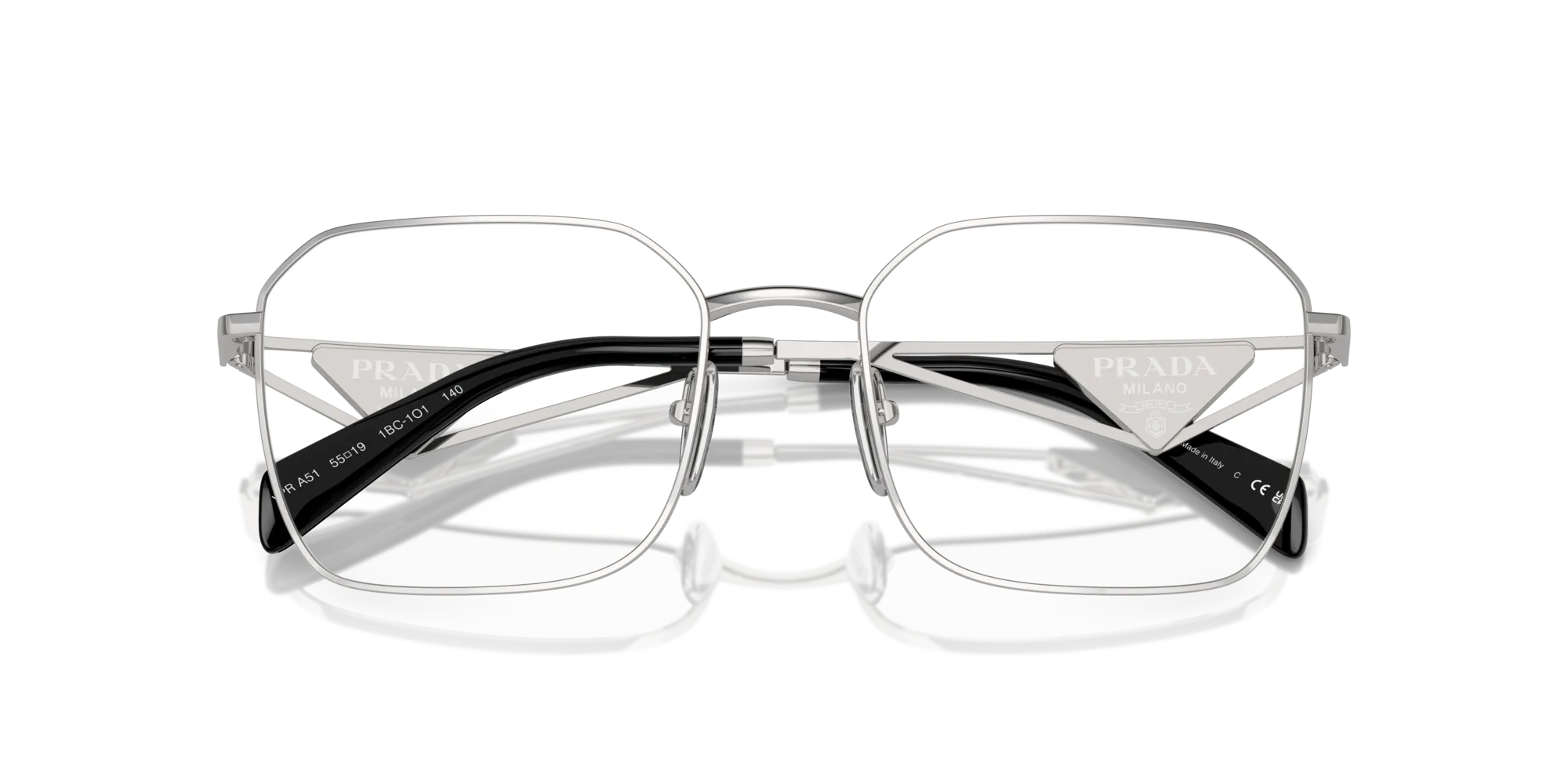 Prada PR A51V 1BC1O1 Montature da vista Acciaio Argento Geometrica Normale - immagine 2