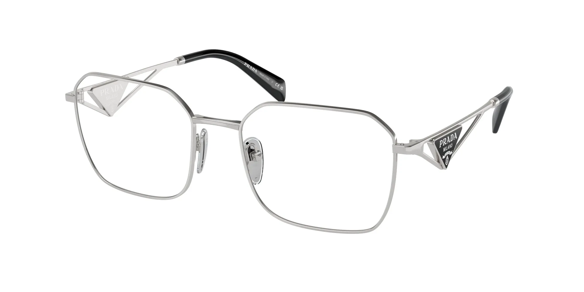 Prada PR A51V 1BC1O1 Montature da vista Acciaio Argento Geometrica Normale - immagine 1
