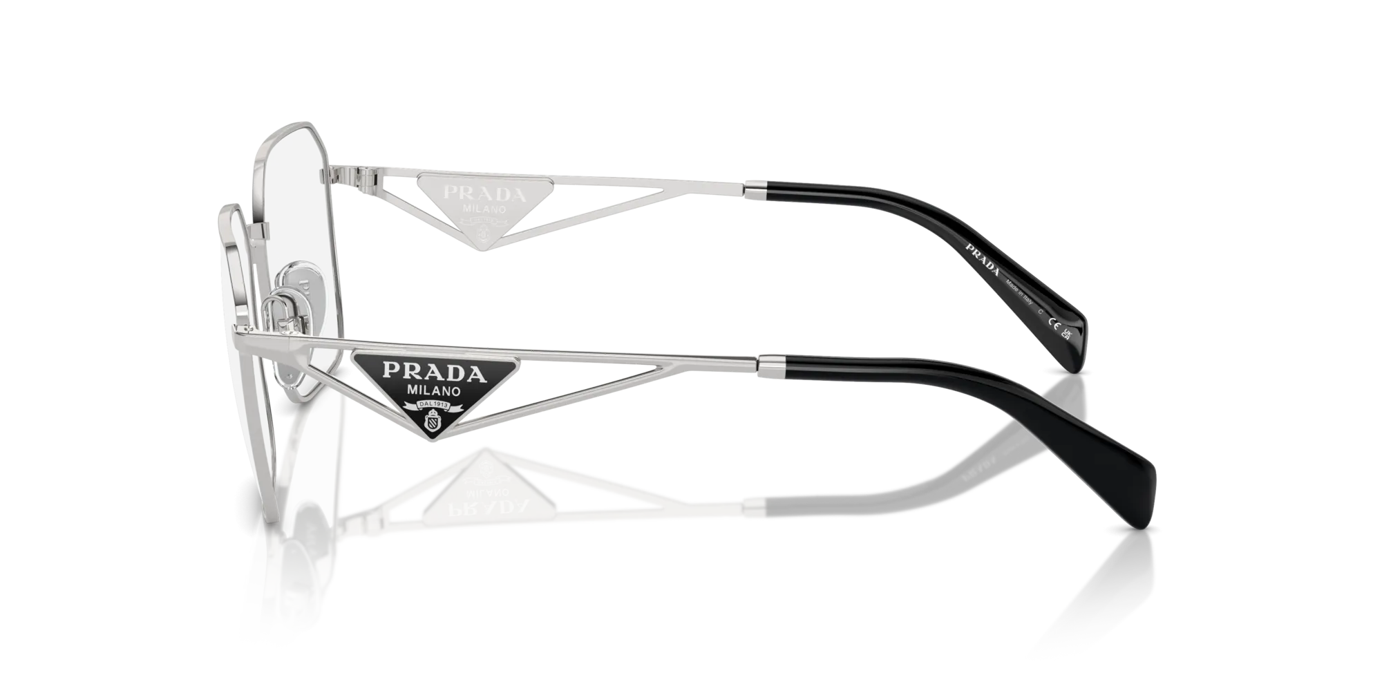 Prada PR A51V 1BC1O1 Montature da vista Acciaio Argento Geometrica Normale - immagine 4