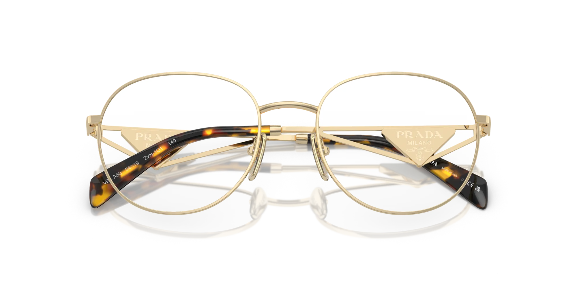 Prada PR A50V ZVN1O1 Montature da vista Metallo Oro Rotonda Normale - immagine 2