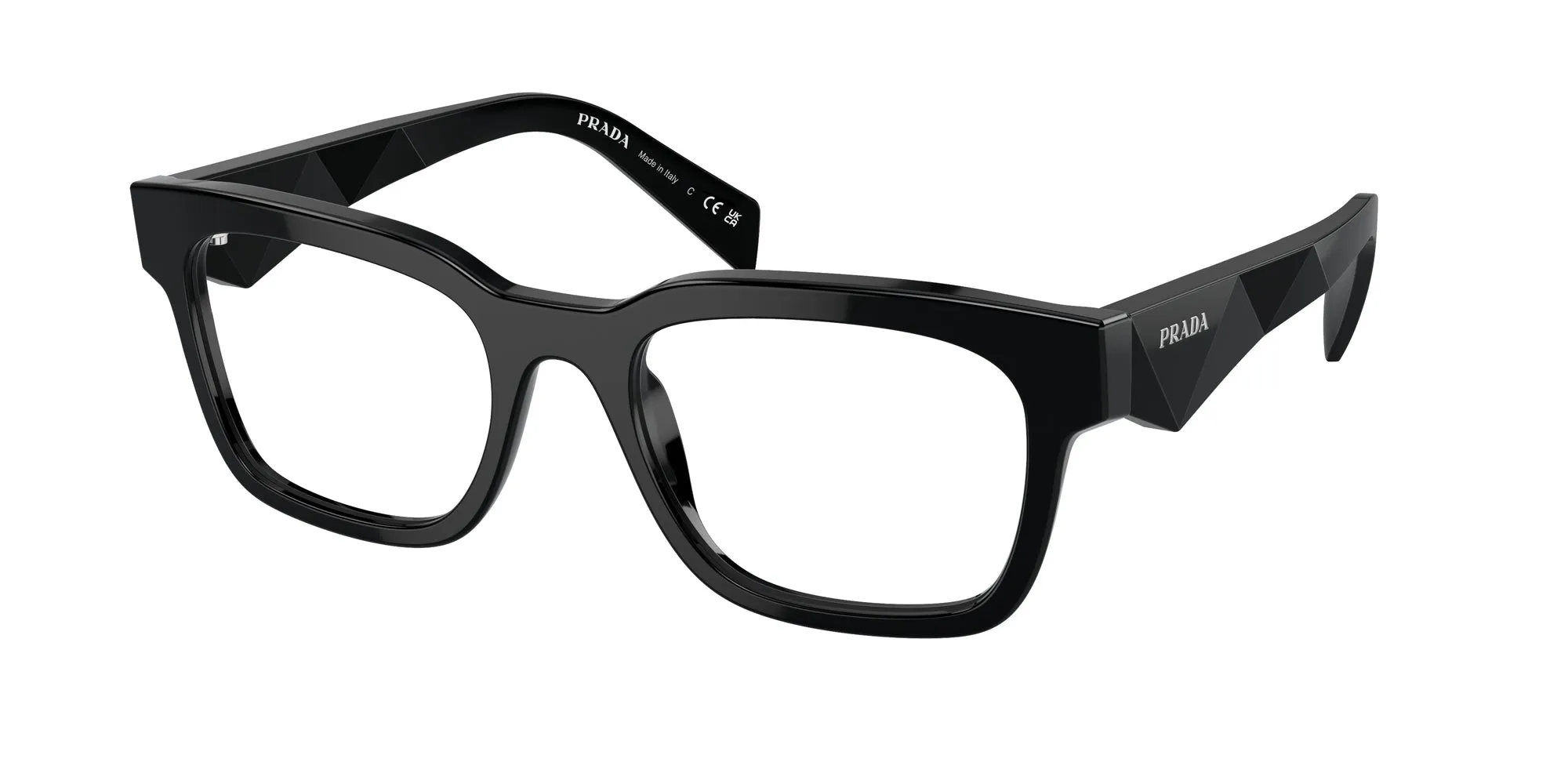 Prada PR A10V 16K1O1 Montature da vista Acetato Nero Trasparente Pillow Normale - immagine 1