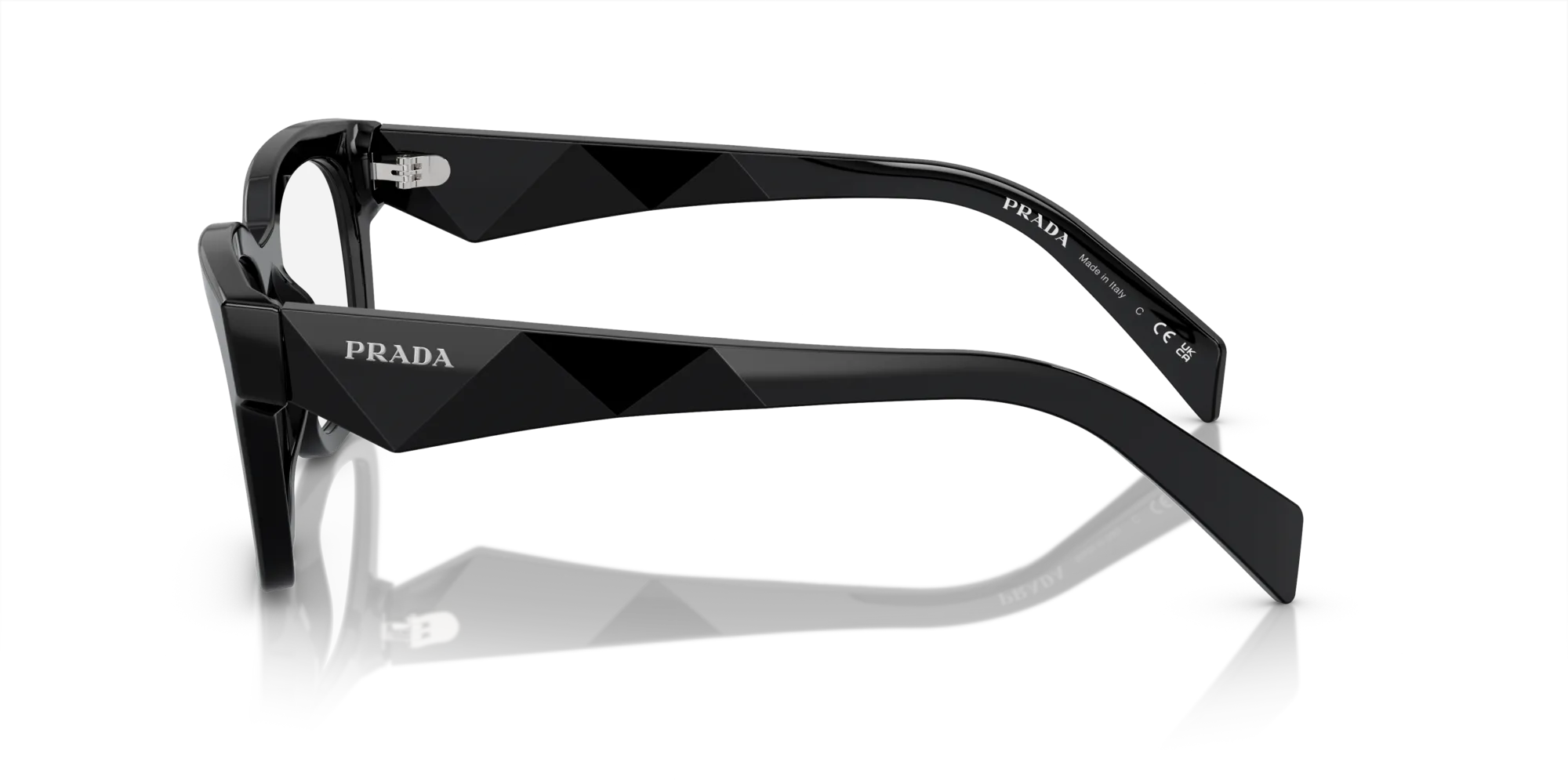 Prada PR A10V 16K1O1 Montature da vista Acetato Nero Trasparente Pillow Normale - immagine 4