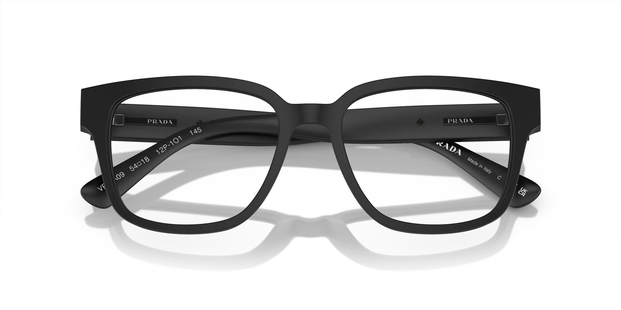 Prada PR A09V 12P1O1 Montature da vista Acetato Nero Trasparente Pillow Normale - immagine 2
