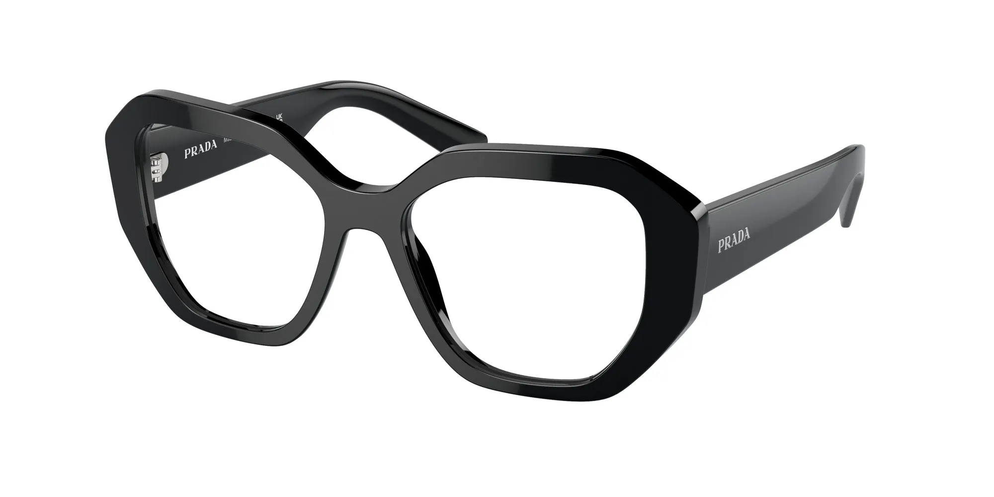 Prada PR A07V 1AB1O1 Montature da vista Acetato Nero Trasparente Geometrica Normale - immagine 1