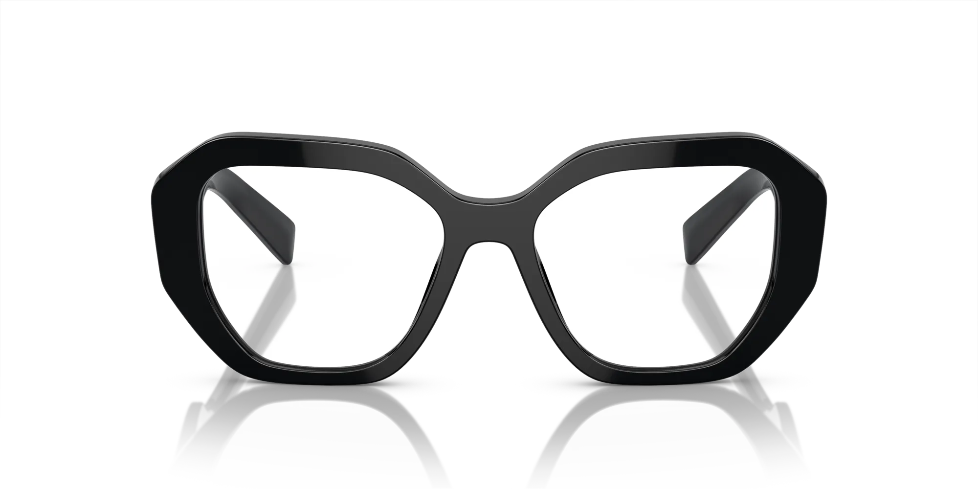 Prada PR A07V 1AB1O1 Montature da vista Acetato Nero Trasparente Geometrica Normale - immagine 3