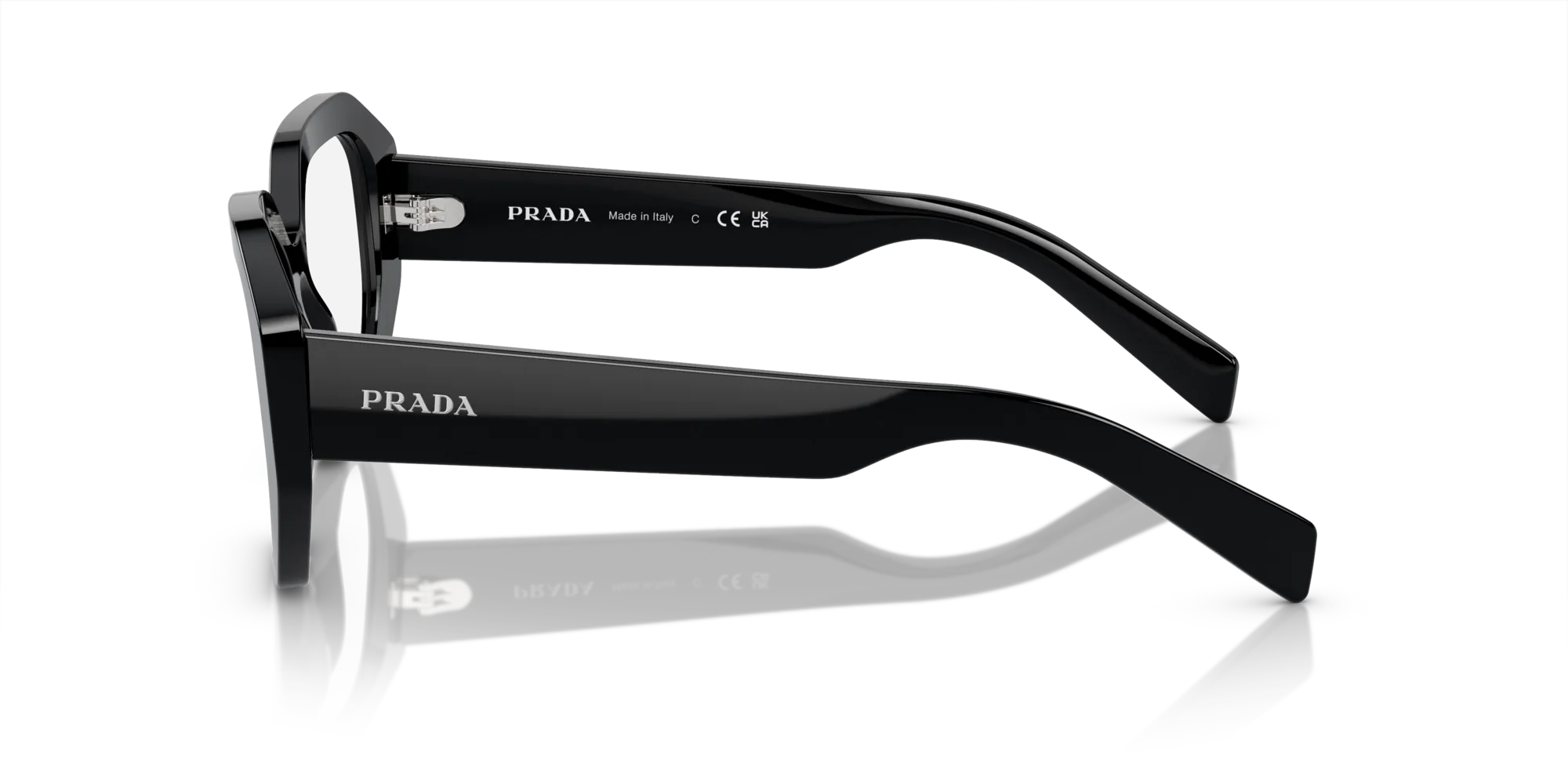 Prada PR A07V 1AB1O1 Montature da vista Acetato Nero Trasparente Geometrica Normale - immagine 4