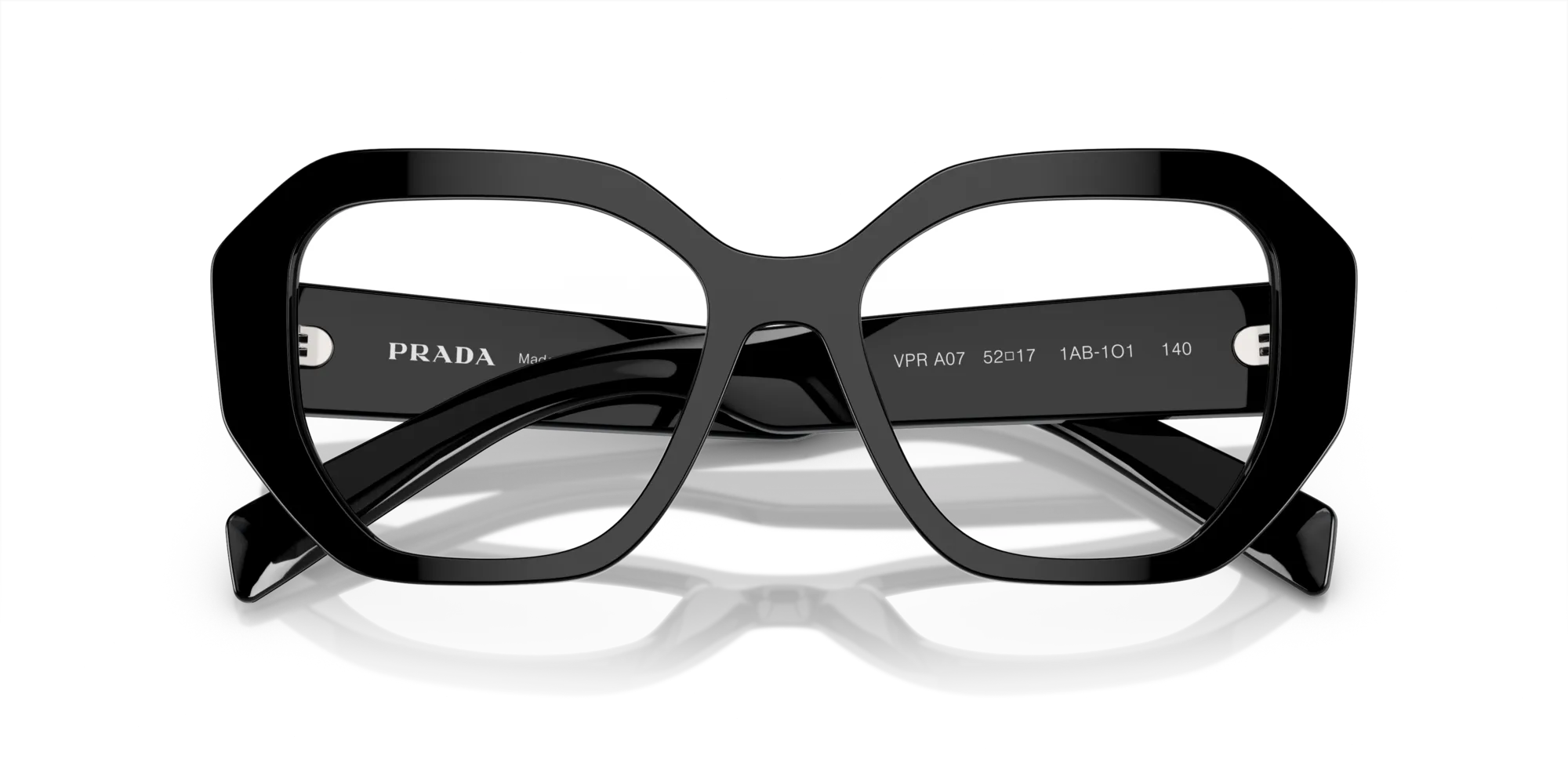 Prada PR A07V 1AB1O1 Montature da vista Acetato Nero Trasparente Geometrica Normale - immagine 2