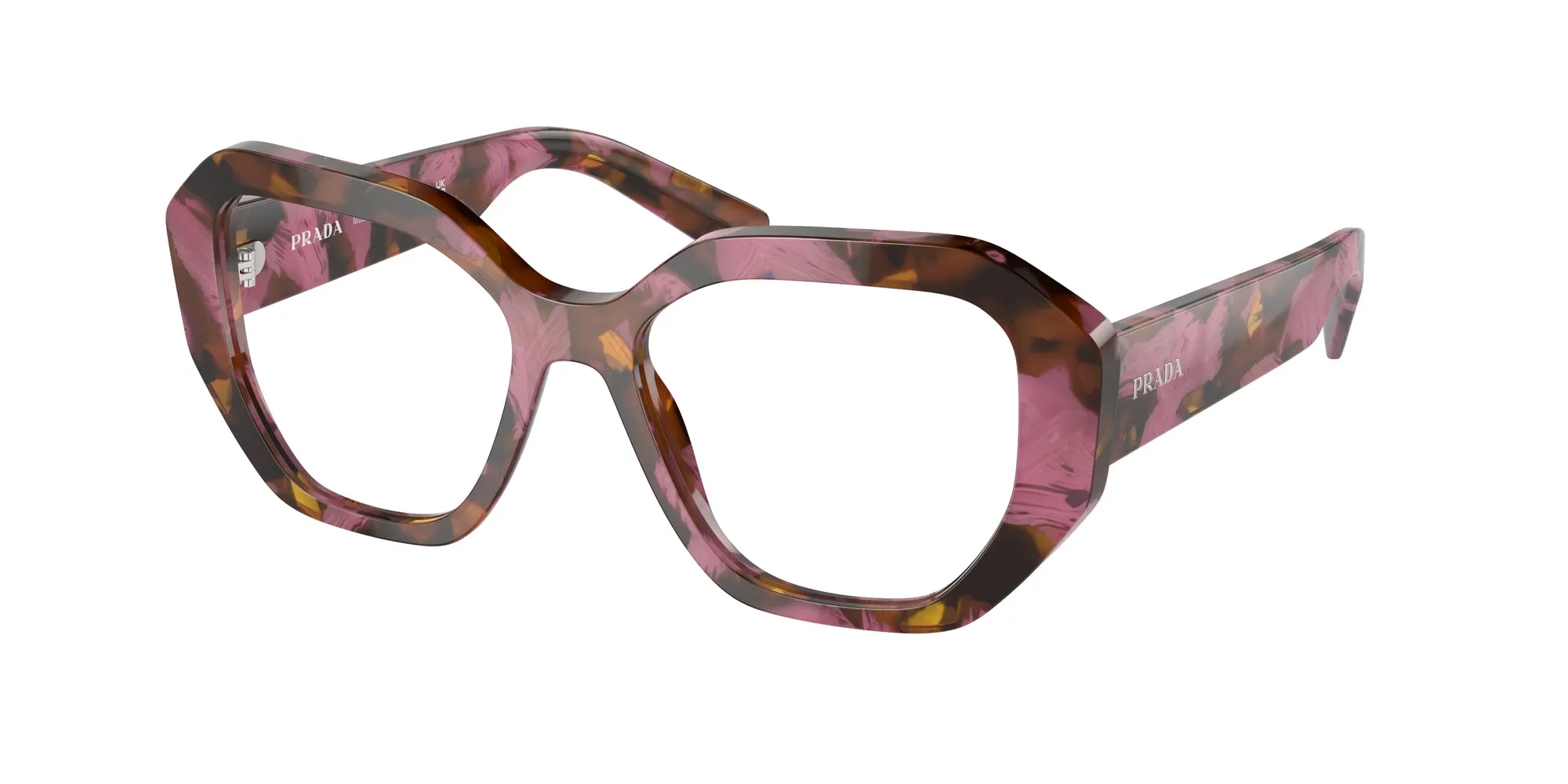 Prada PR A07V 18N1O1 Montature da vista Acetato Marrone Trasparente Geometrica Normale - immagine 1
