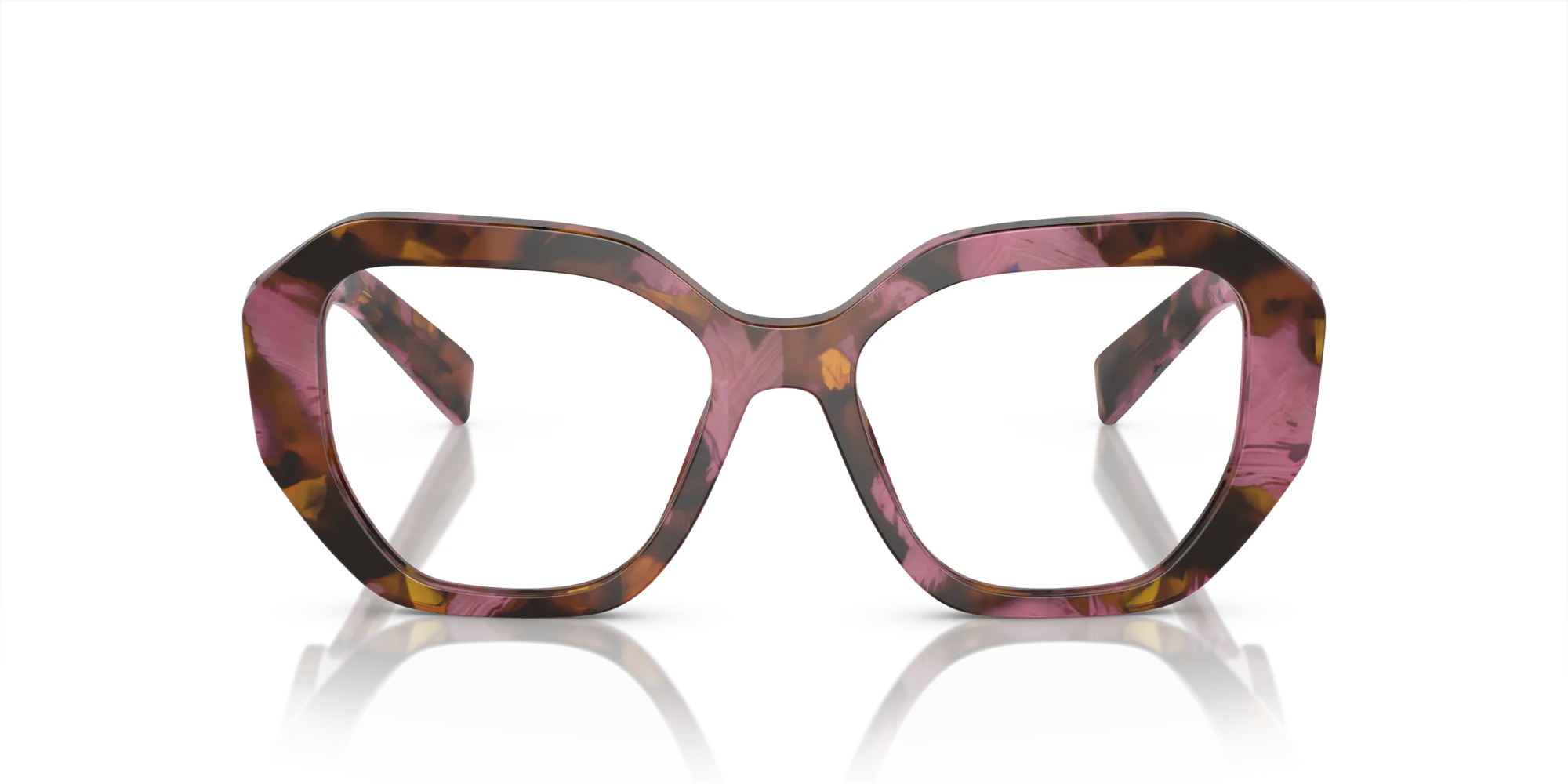 Prada PR A07V 18N1O1 Montature da vista Acetato Marrone Trasparente Geometrica Normale - immagine 3