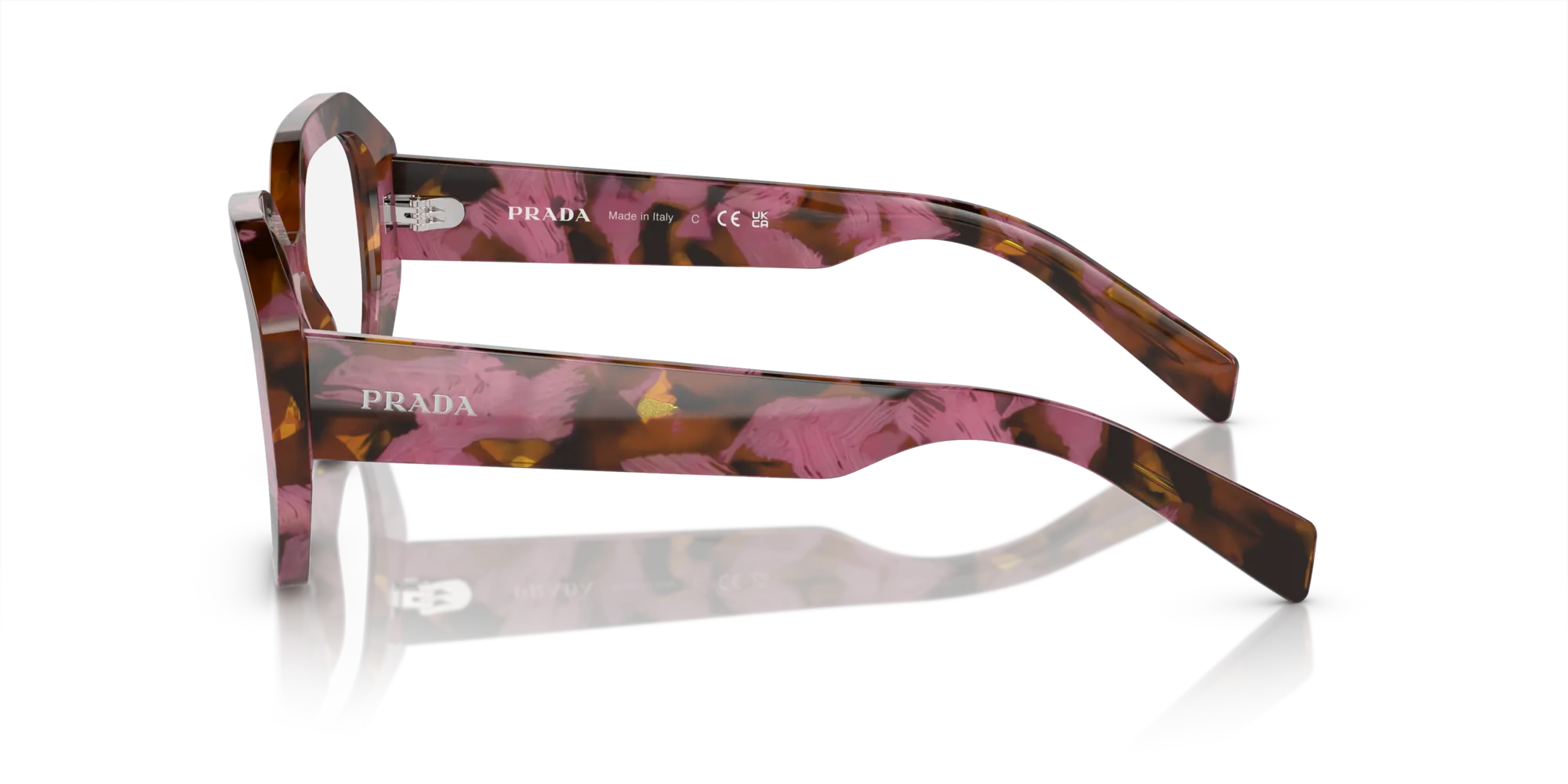 Prada PR A07V 18N1O1 Montature da vista Acetato Marrone Trasparente Geometrica Normale - immagine 4