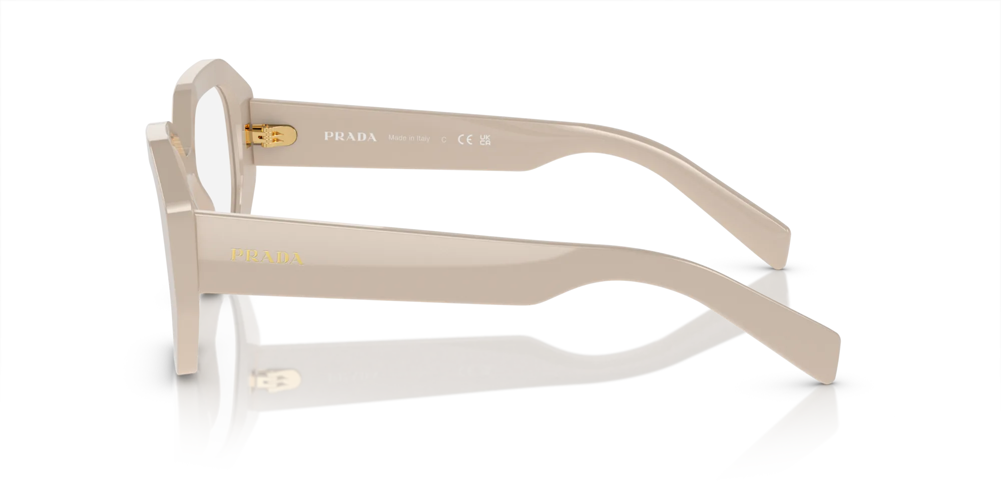 Prada PR A07V 11O1O1 Montature da vista Acetato Bianco Trasparente Geometrica Normale - immagine 4
