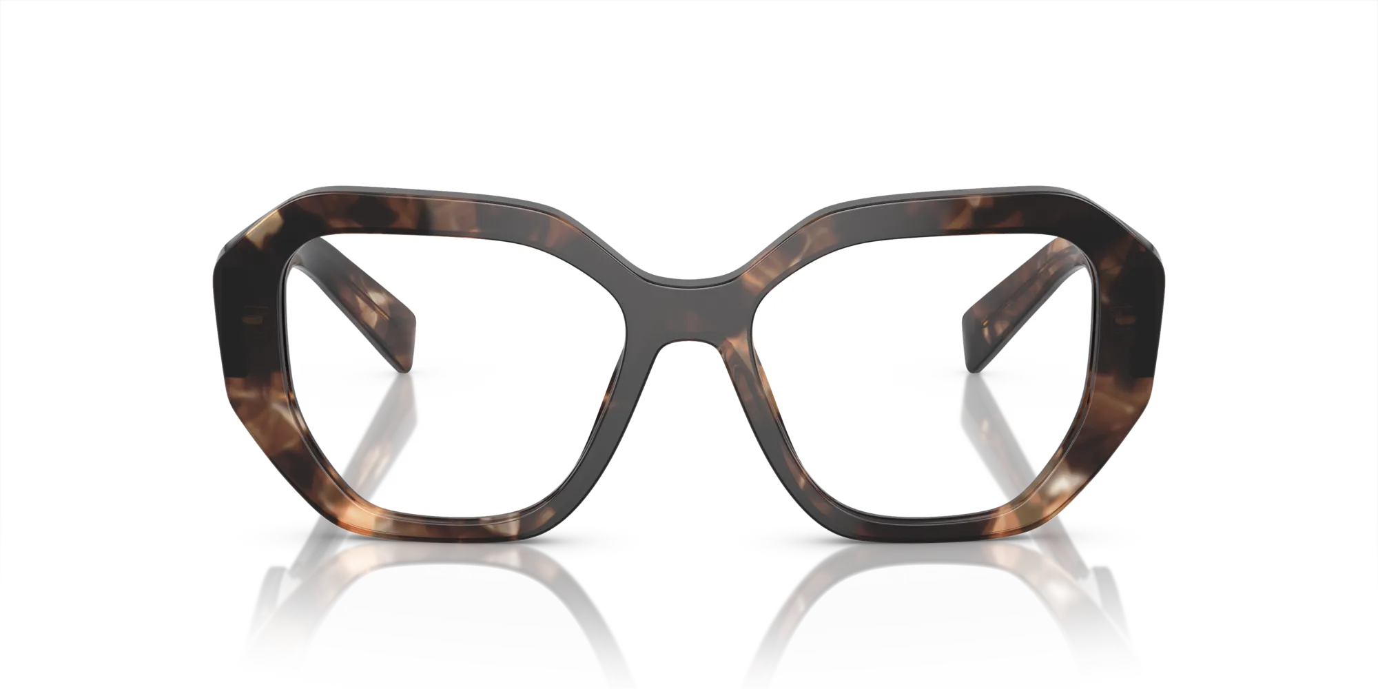 Prada PR A07V 07R1O1 Montature da vista Acetato Marrone Trasparente Geometrica Normale - immagine 3