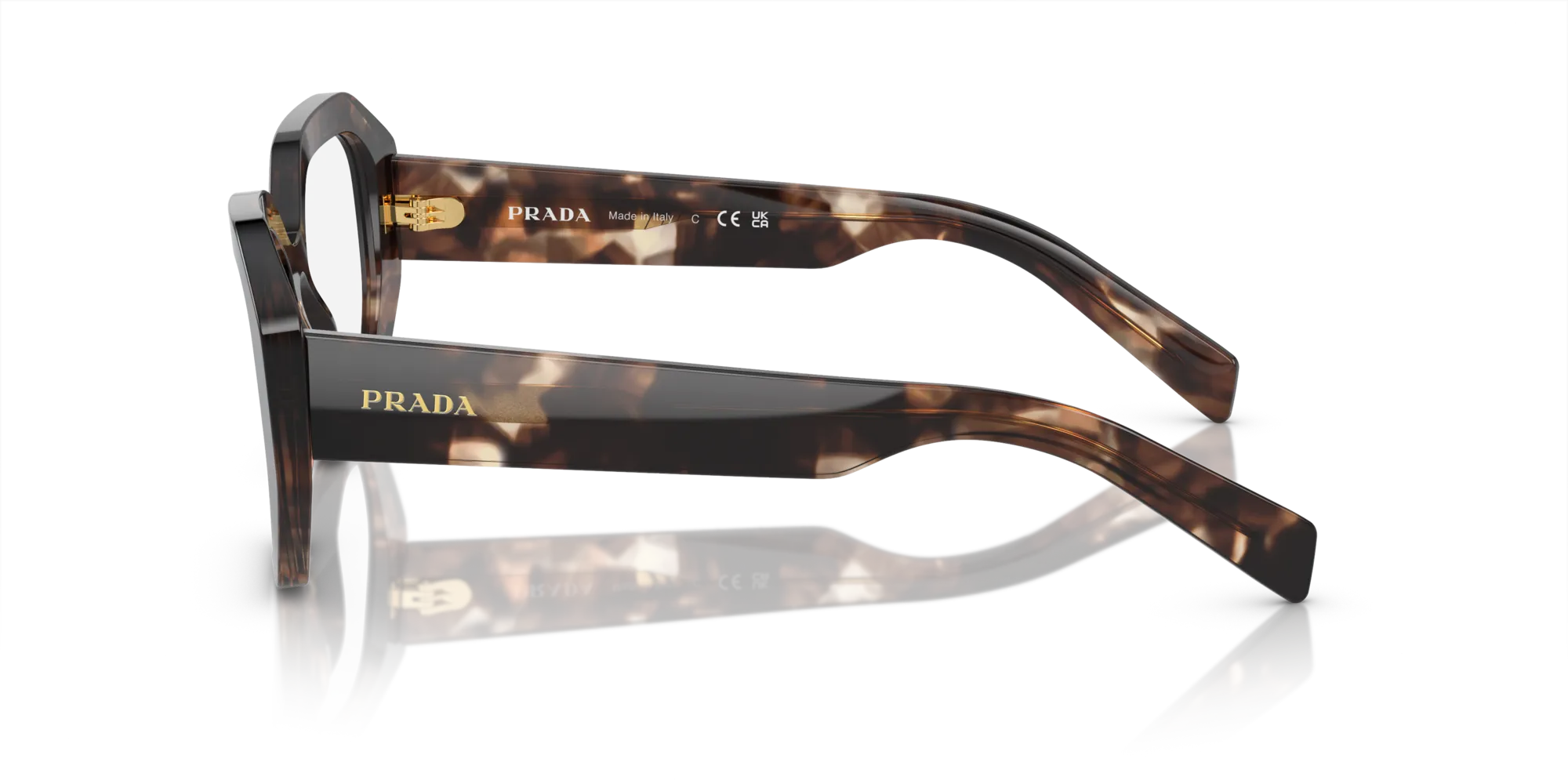 Prada PR A07V 07R1O1 Montature da vista Acetato Marrone Trasparente Geometrica Normale - immagine 4