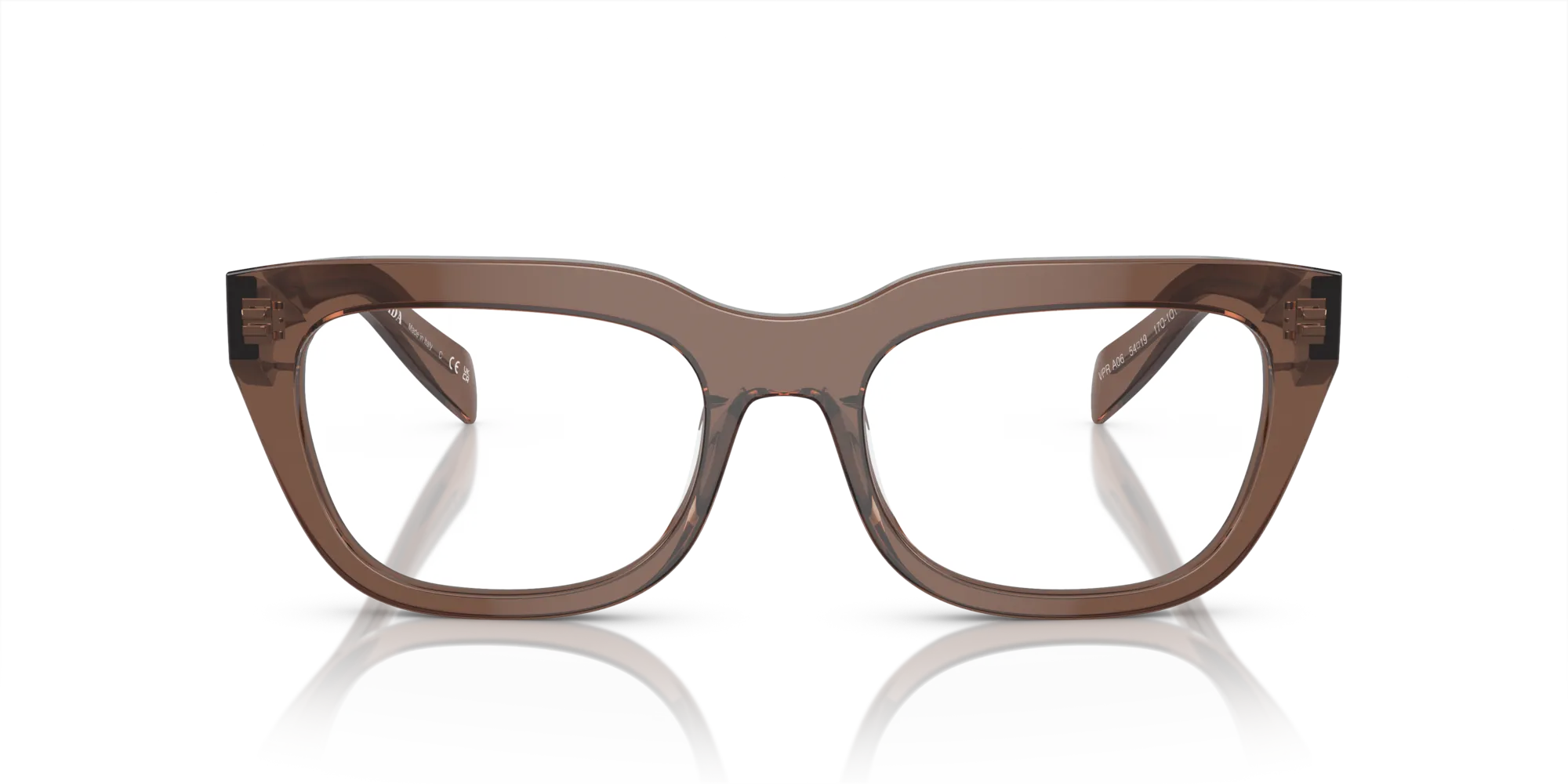 Prada PR A06V 17O1O1 Montature da vista Acetato Marrone Trasparente Geometrica Normale - immagine 3