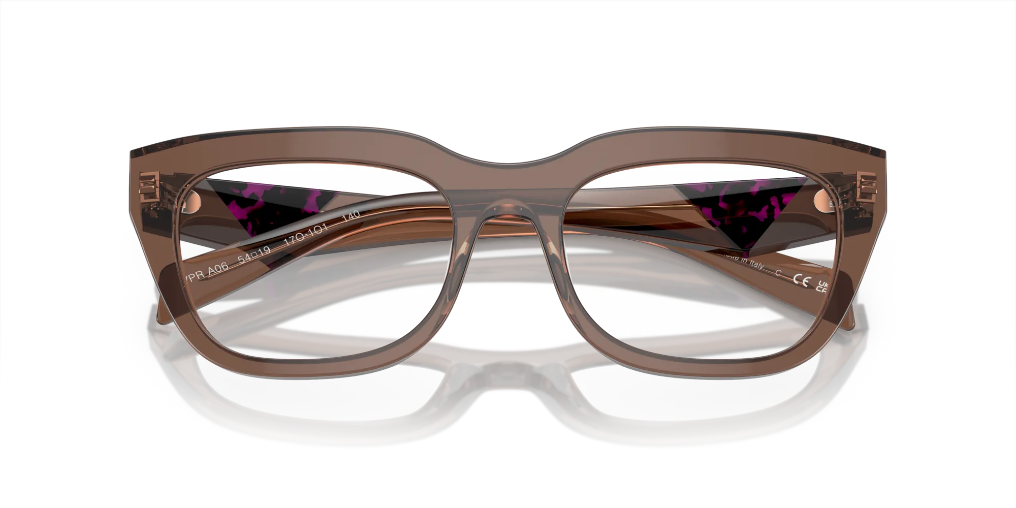 Prada PR A06V 17O1O1 Montature da vista Acetato Marrone Geometrica Normale - immagine 2