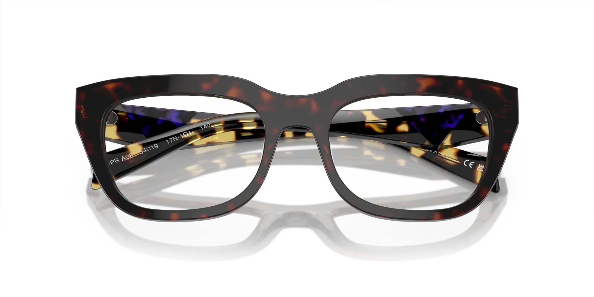Prada PR A06V 17N1O1 Montature da vista Acetato Tartaruga Trasparente Geometrica Normale - immagine 2