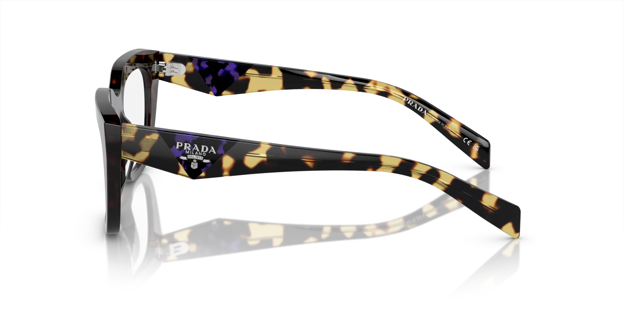 Prada PR A06V 17N1O1 Montature da vista Acetato Tartaruga Geometrica Normale - immagine 4