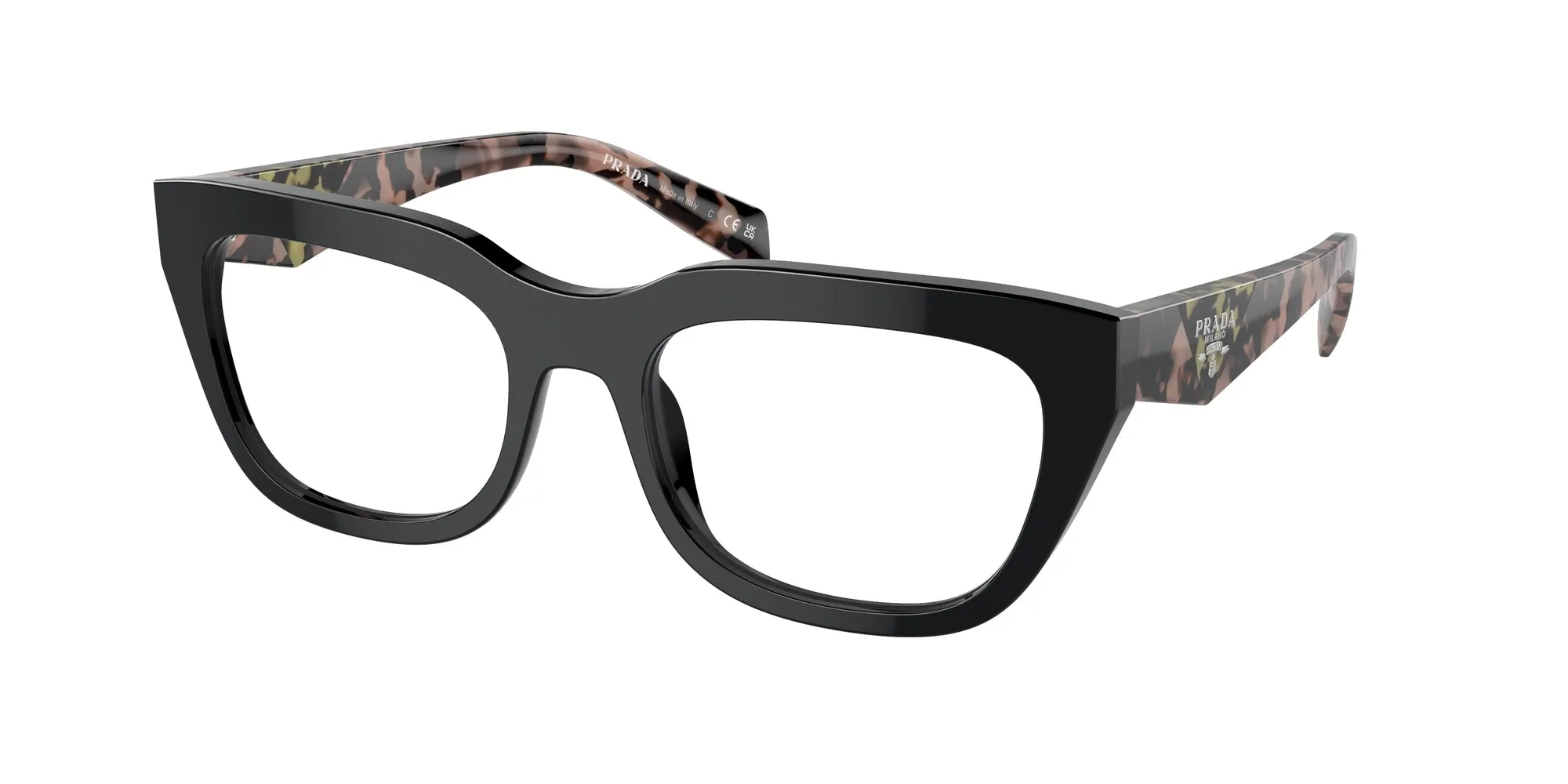Prada PR A06V 13P1O1 Montature da vista Acetato Nero Geometrica Normale - immagine 1