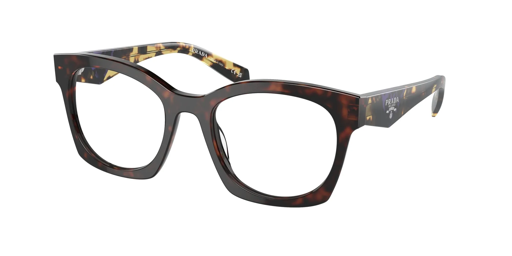 Prada PR A05V 17N1O1 Montature da vista Acetato Tartaruga Trasparente Geometrica Normale - immagine 1