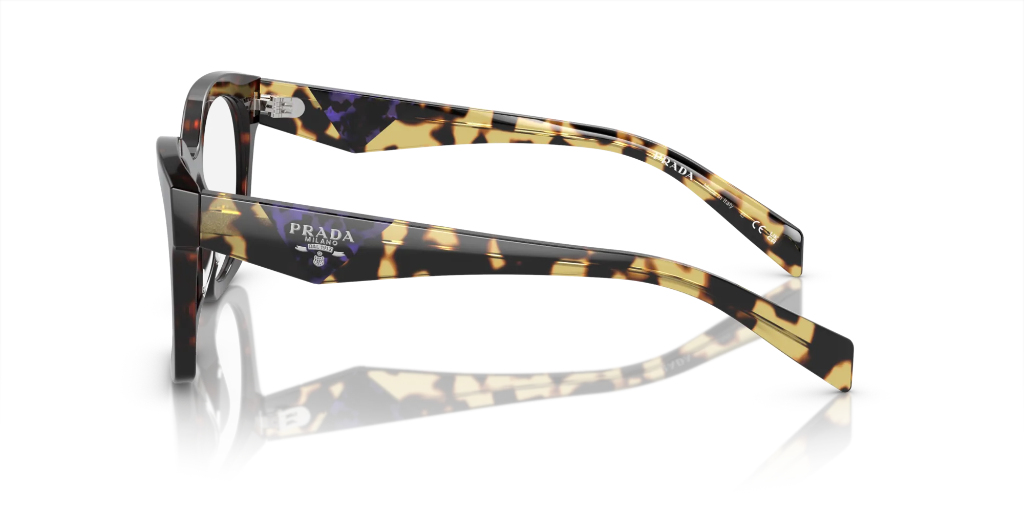 Prada PR A05V 17N1O1 Montature da vista Acetato Tartaruga Trasparente Geometrica Normale - immagine 4