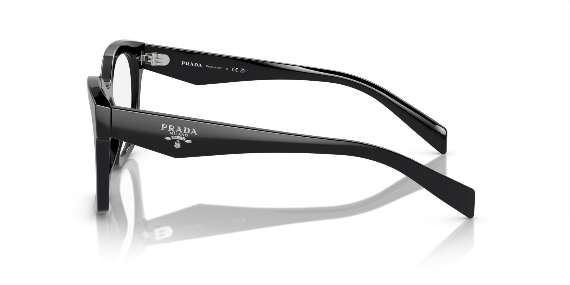Prada PR A05V 16K1O1 Montature da vista Acetato Nero Trasparente Geometrica Normale - immagine 4