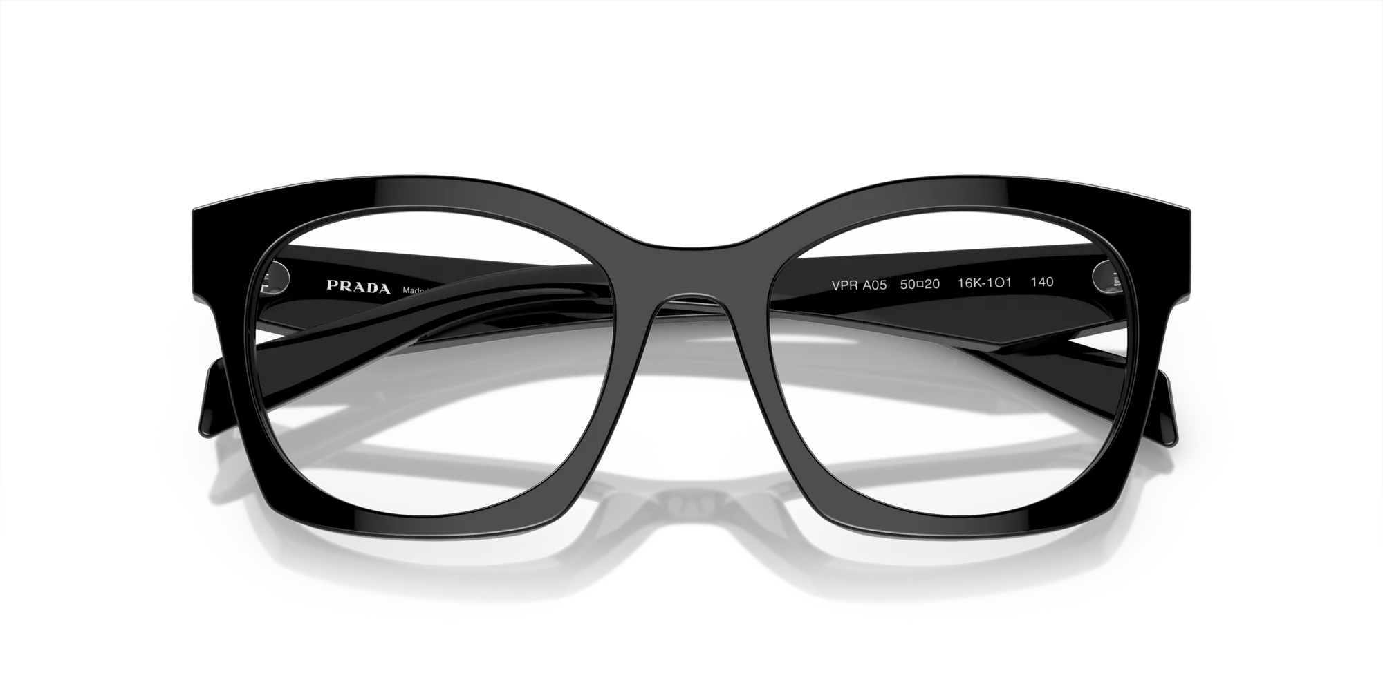 Prada PR A05V 16K1O1 Montature da vista Acetato Nero Trasparente Geometrica Normale - immagine 2