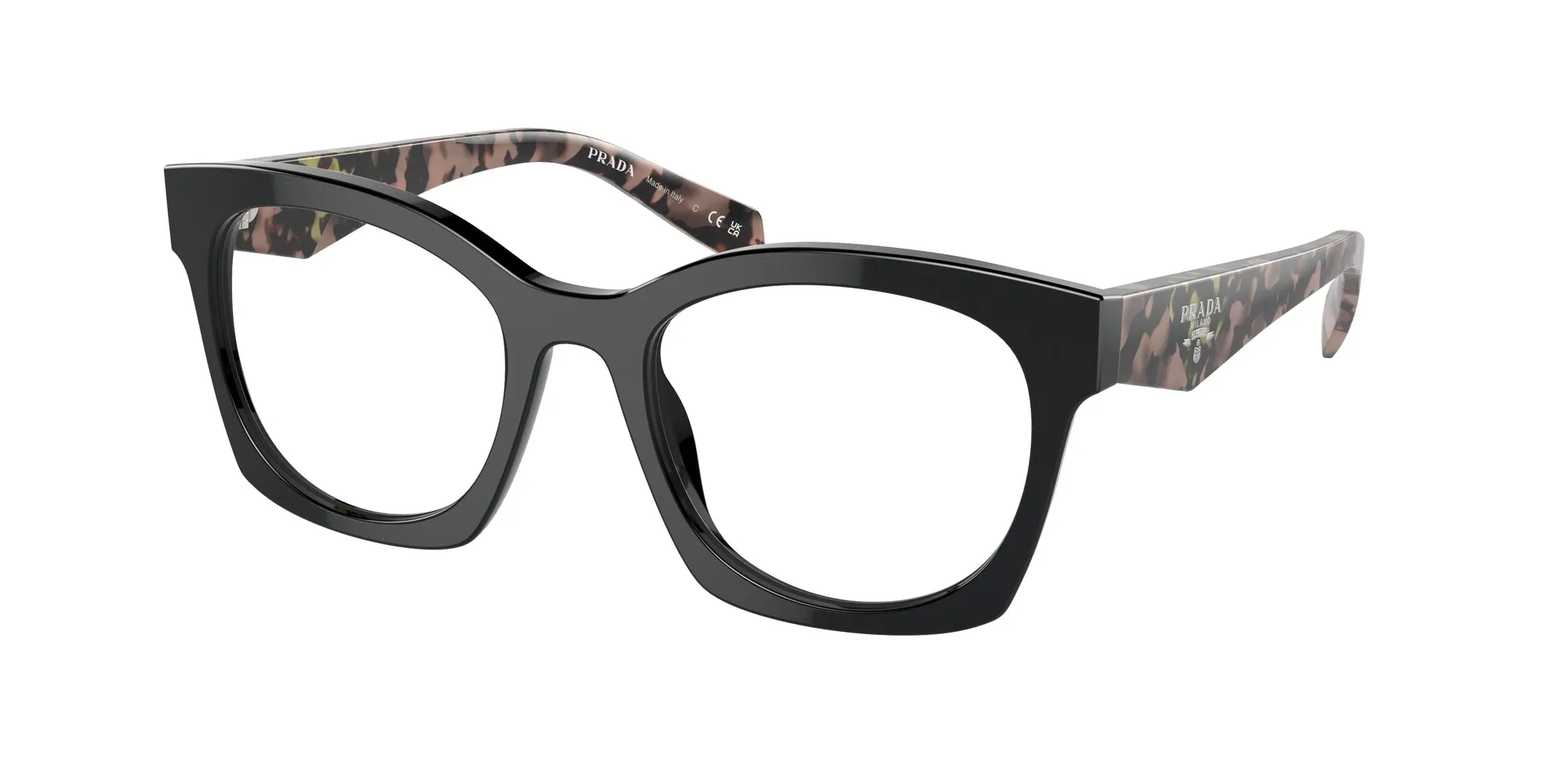 Prada PR A05V 13P1O1 Montature da vista Acetato Nero Geometrica Normale - immagine 1