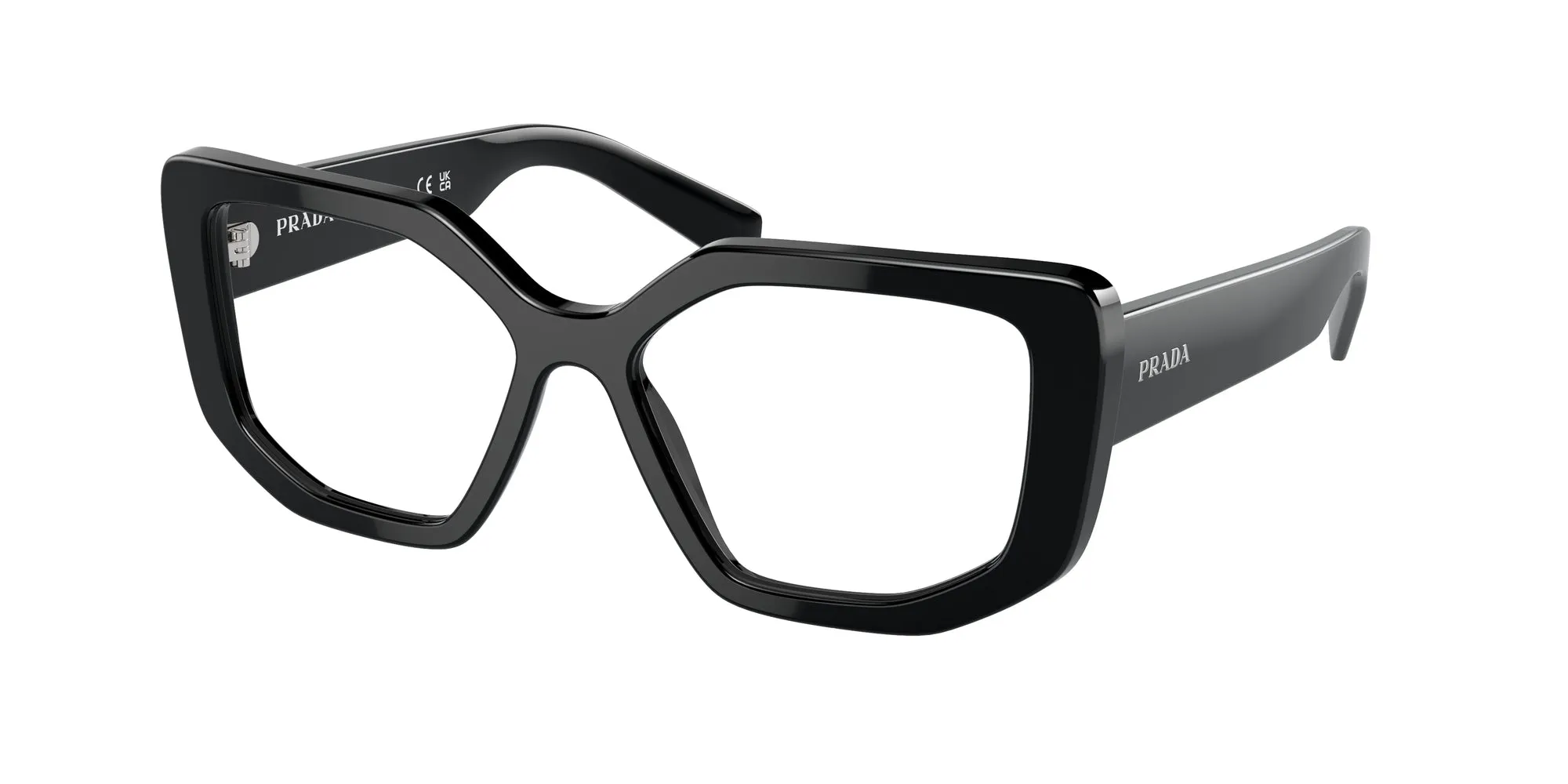Prada PR A04V 1AB1O1 Montature da vista Acetato Nero Trasparente Geometrica Normale - immagine 1