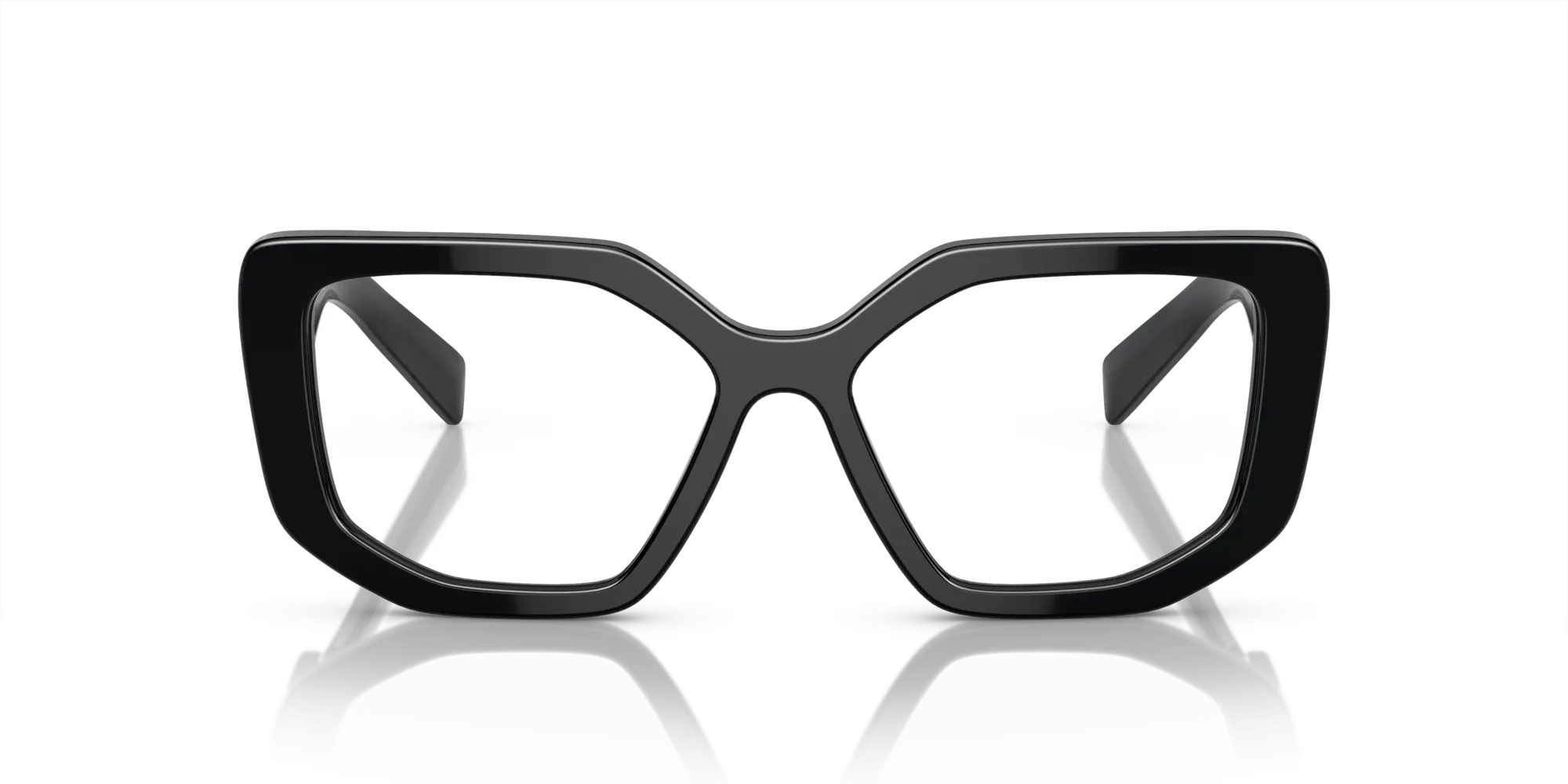 Prada PR A04V 1AB1O1 Montature da vista Acetato Nero Trasparente Geometrica Normale - immagine 3