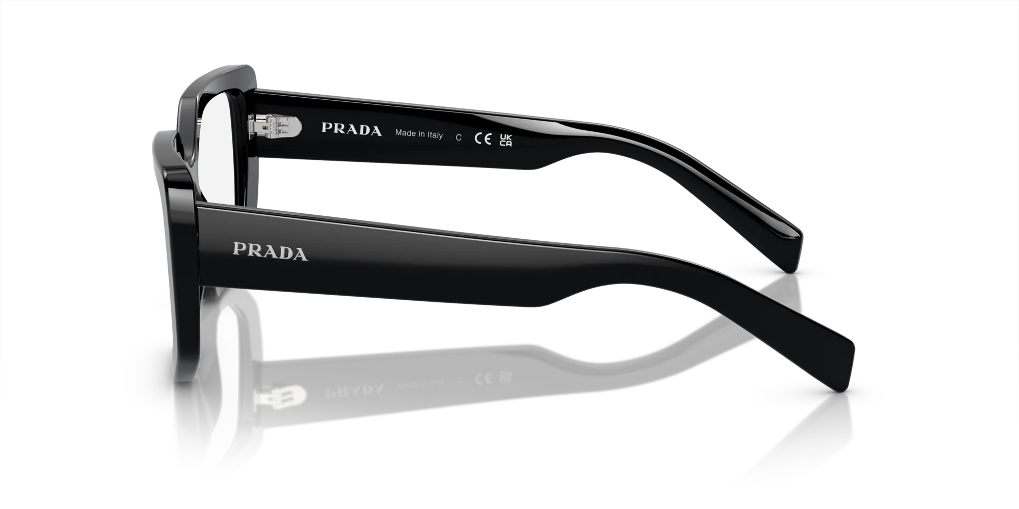 Prada PR A04V 1AB1O1 Montature da vista Acetato Nero Trasparente Geometrica Normale - immagine 4