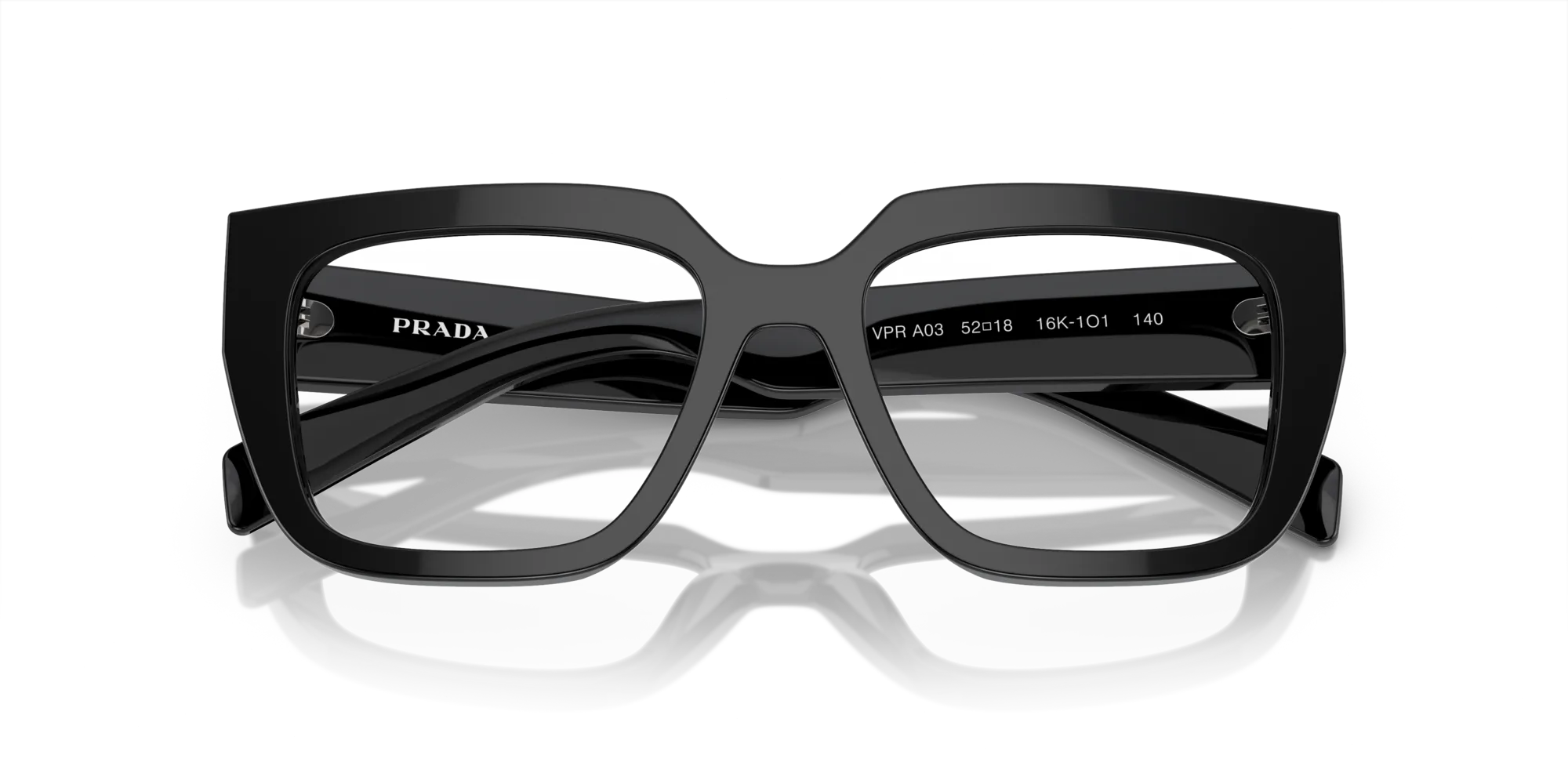 Prada PR A03V 16K1O1 Montature da vista Acetato Nero Trasparente Geometrica Normale - immagine 2