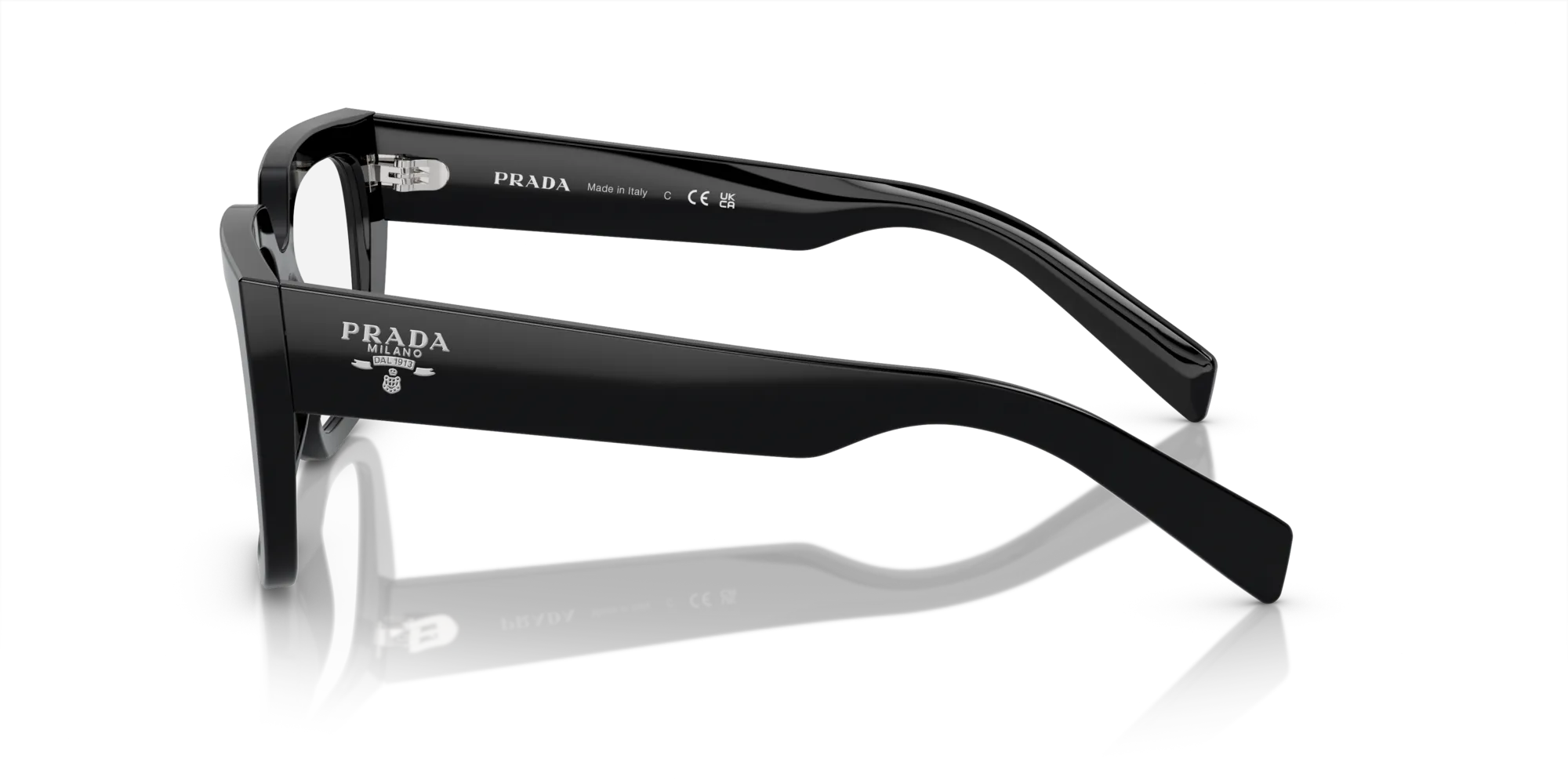 Prada PR A03V 16K1O1 Montature da vista Acetato Nero Trasparente Geometrica Normale - immagine 4