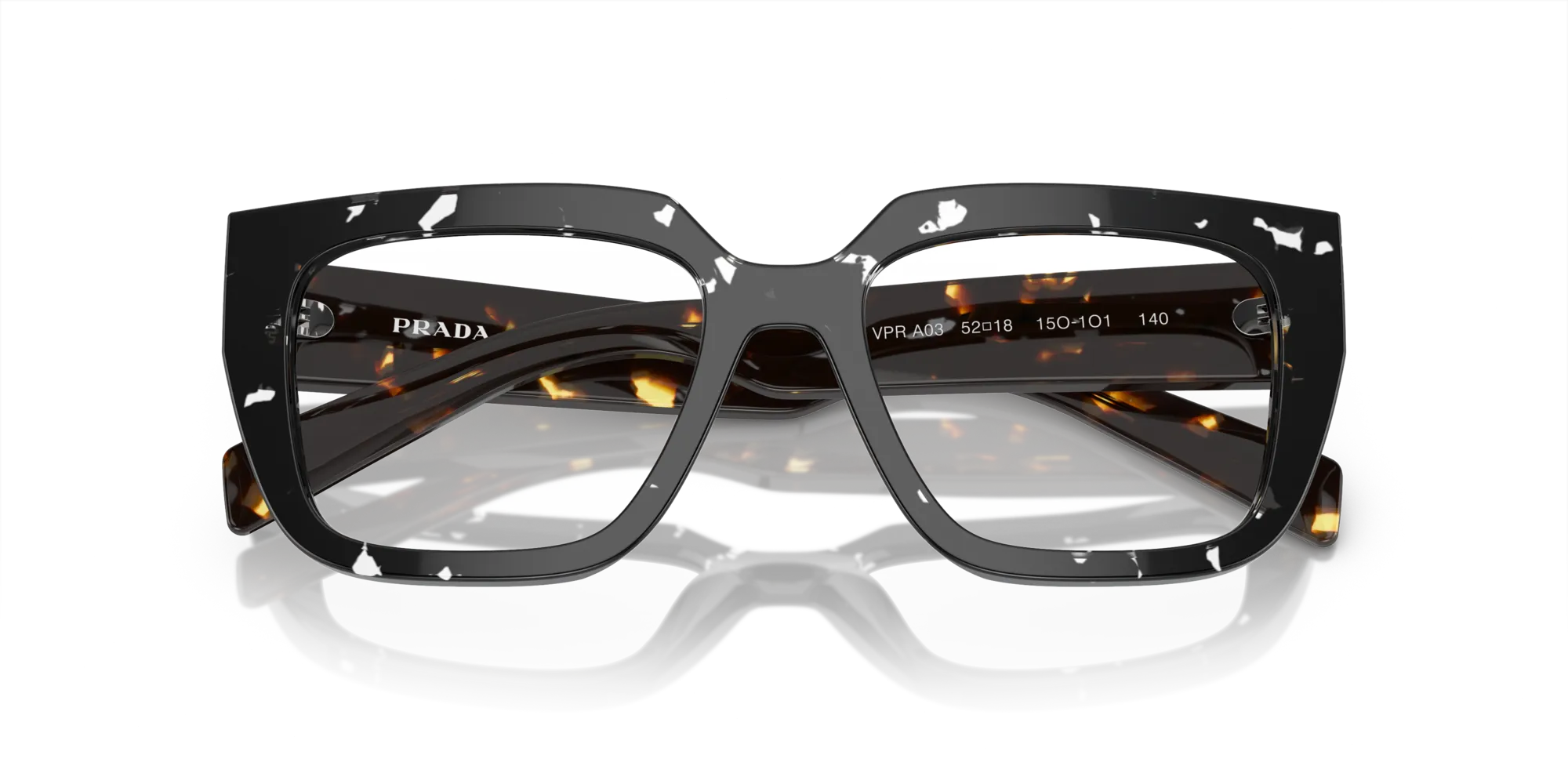 Prada PR A03V 15O1O1 Montature da vista Acetato Marrone Trasparente Geometrica Normale - immagine 2