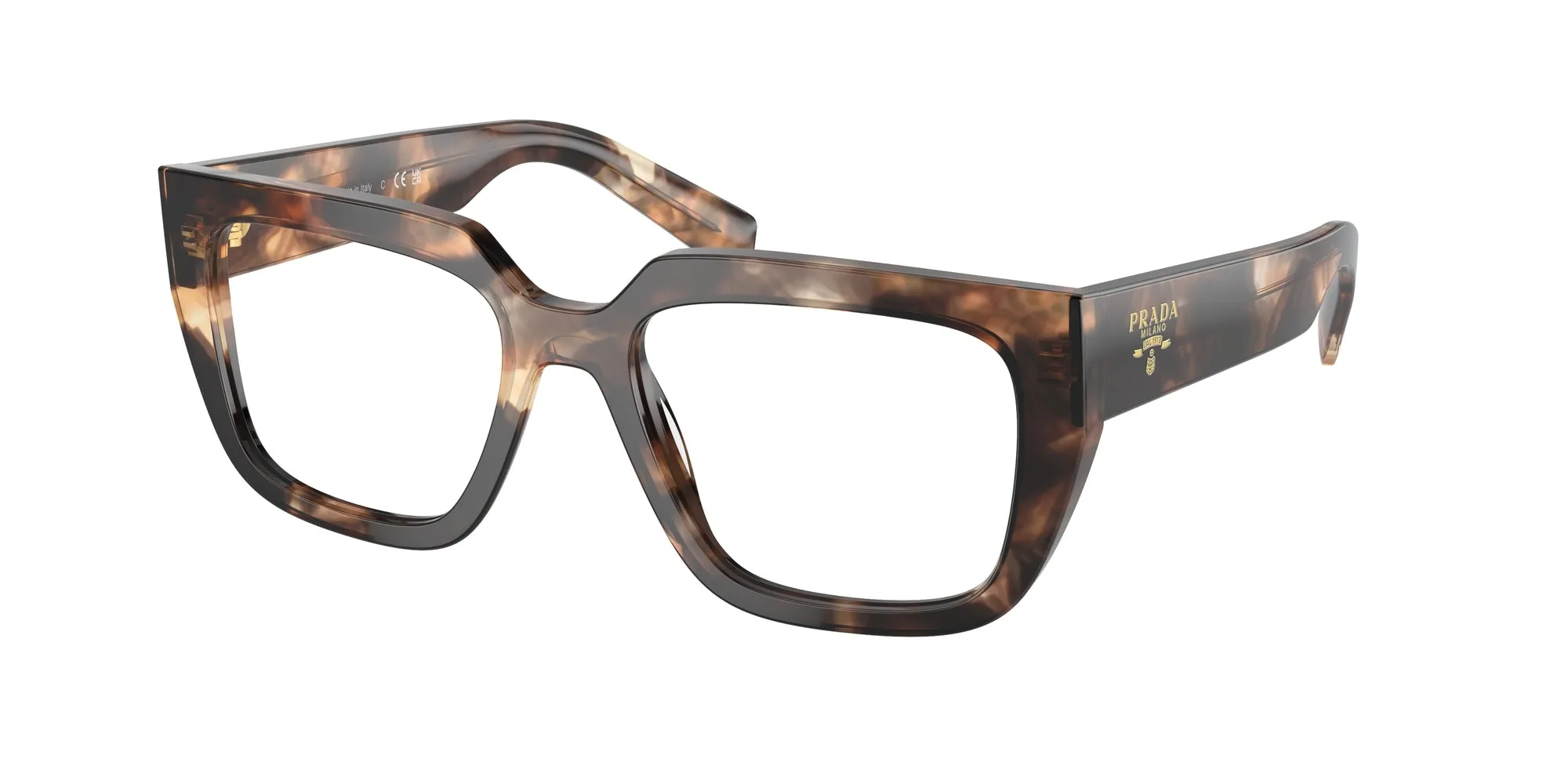 Prada PR A03V 14P1O1 Montature da vista Acetato Marrone Geometrica Normale - immagine 1