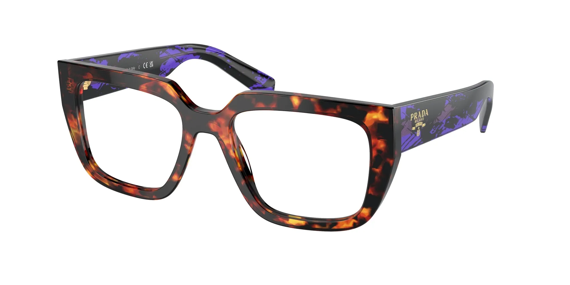 Prada PR A03V 14O1O1 Montature da vista Acetato Marrone Geometrica Normale - immagine 1
