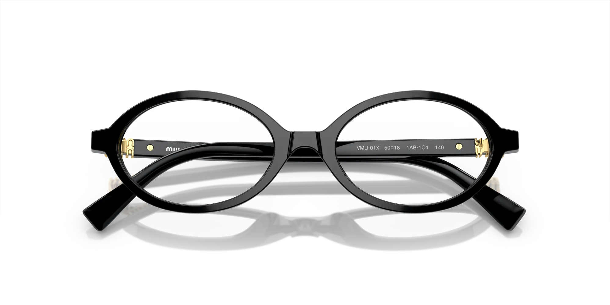 Miu Miu MU 01XV 1AB1O1 Montature da vista Acetato Nero Rotonda Normale - immagine 2