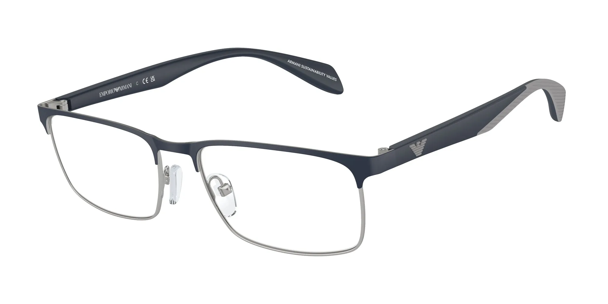 Emporio Armani EA1149 3368 Montature da vista Metallo Argento Trasparente Squadrata Normale - immagine 1