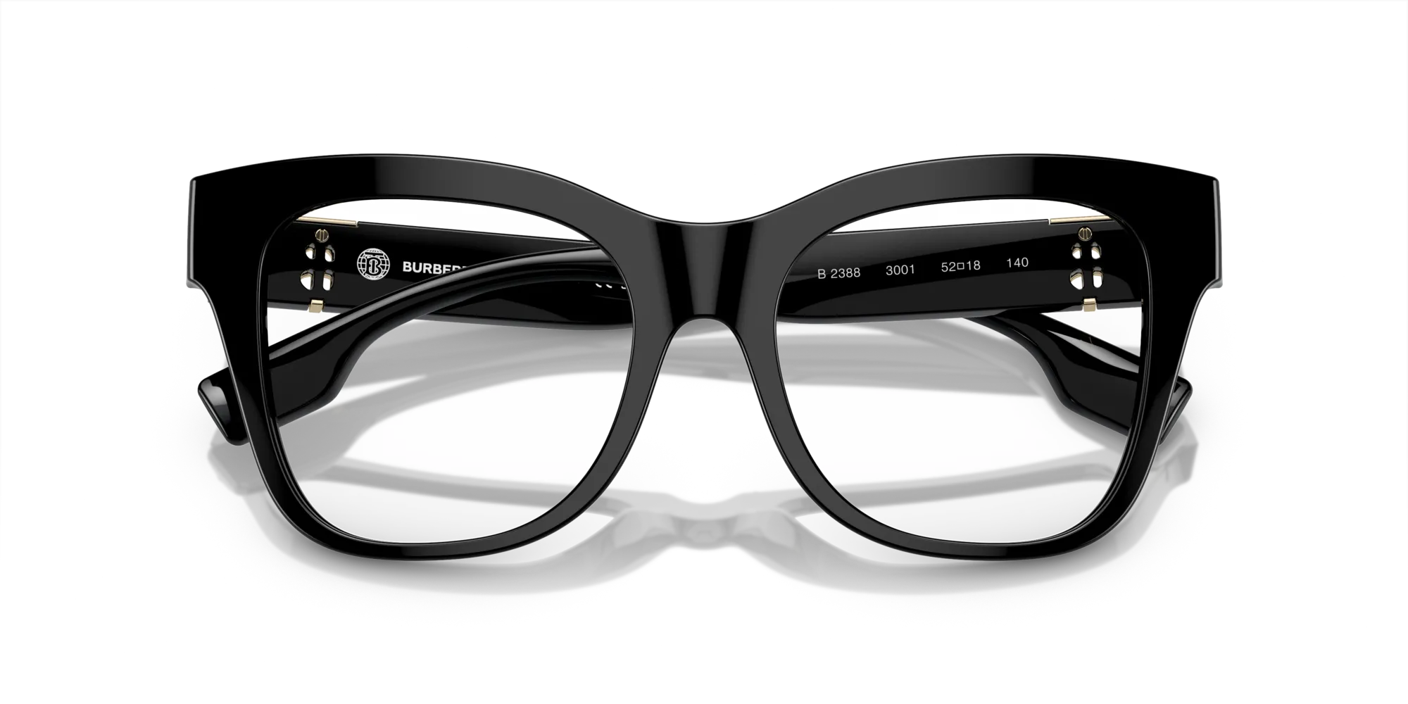 Burberry BE2388 3001 Montature da vista Acetato Nero Trasparente Squadrata Normale - immagine 2