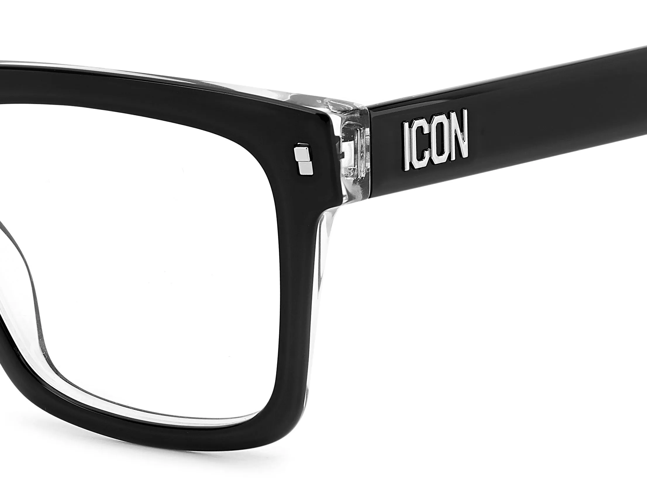 Dsquared2 ICON 0013 7C5 Montature da vista Acetato Cristallo/Nero Squadrata - immagine 3