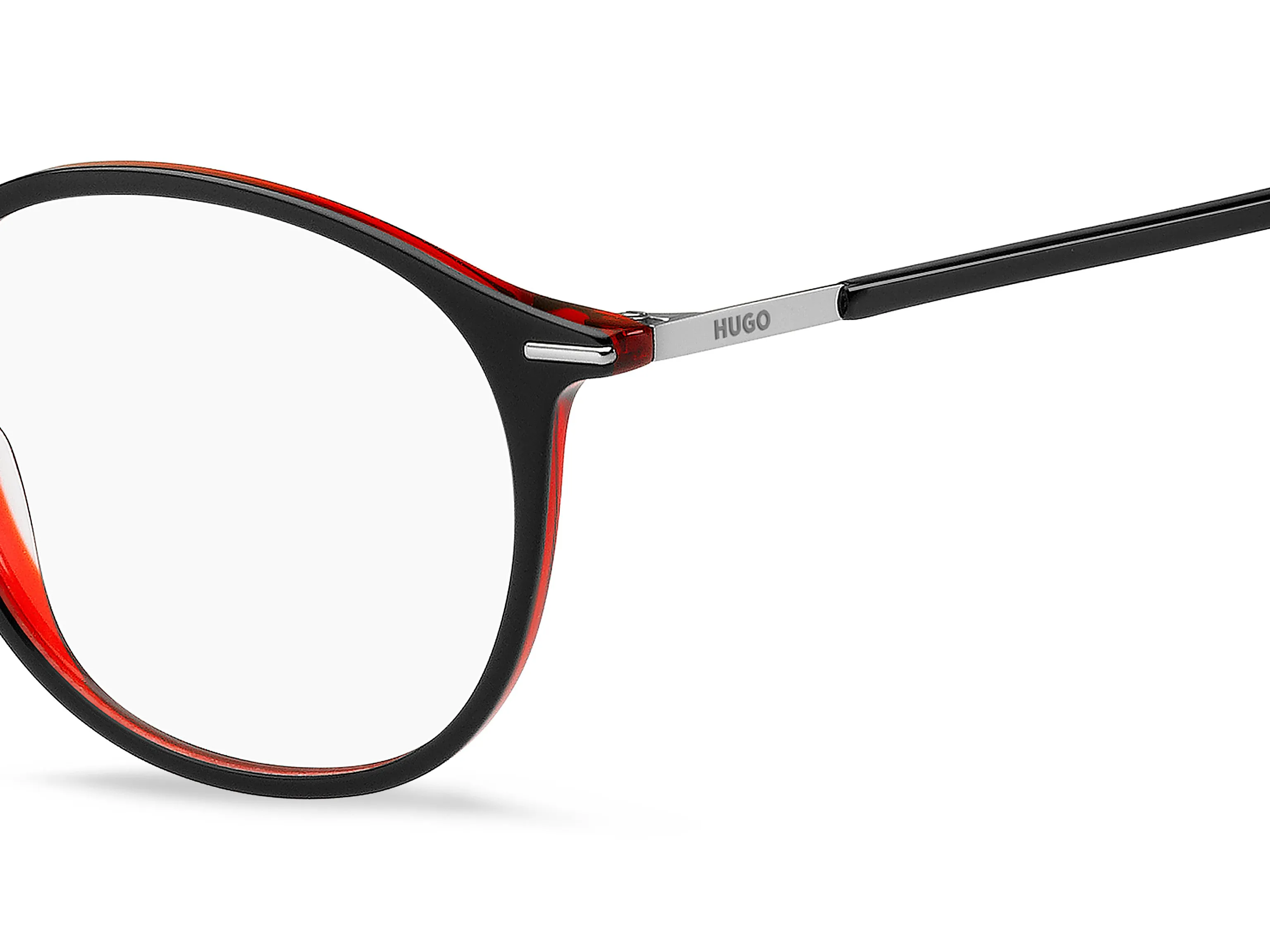 Hugo Boss HG 1277 OIT Montature da vista Acetato Nero/Rosso Rotonda - immagine 3