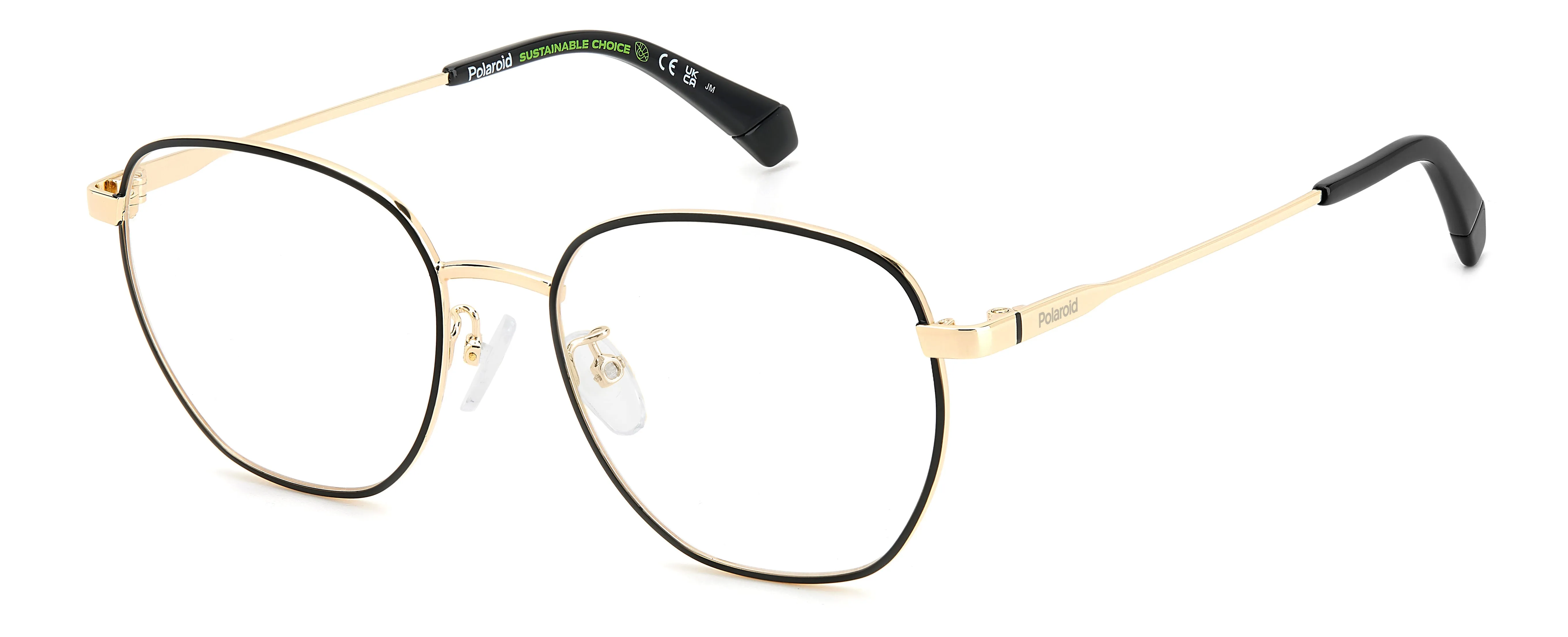 Polaroid PLD D509/G I46 Montature da vista Metallo Nero opaco/ Oro Geometrica - immagine 1