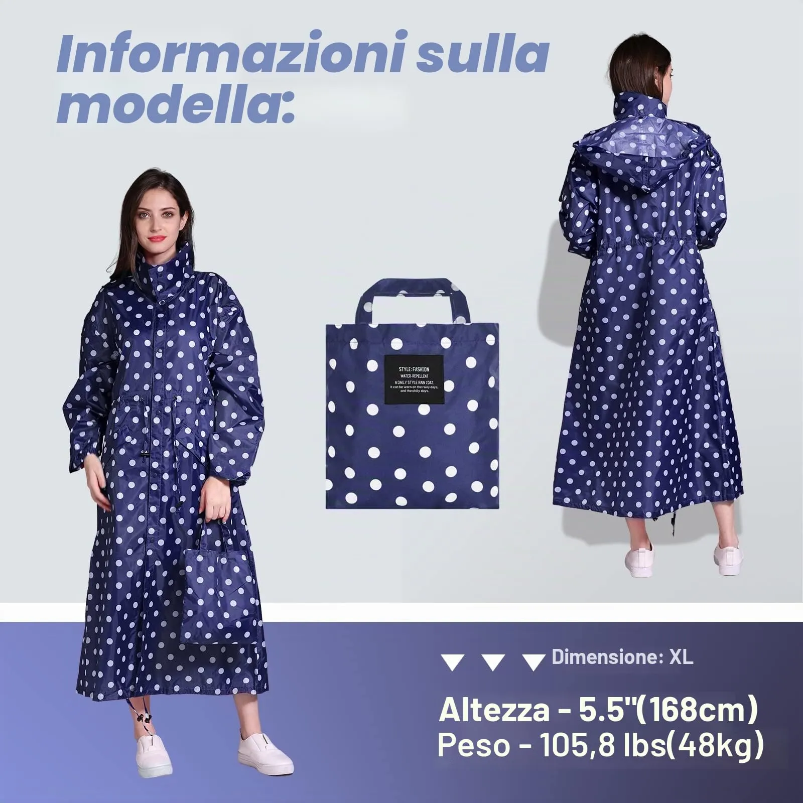 SOPPY Cappotti Antipioggia da Donna, Cappotto Lungo Impermeabile Antivento - immagine 3