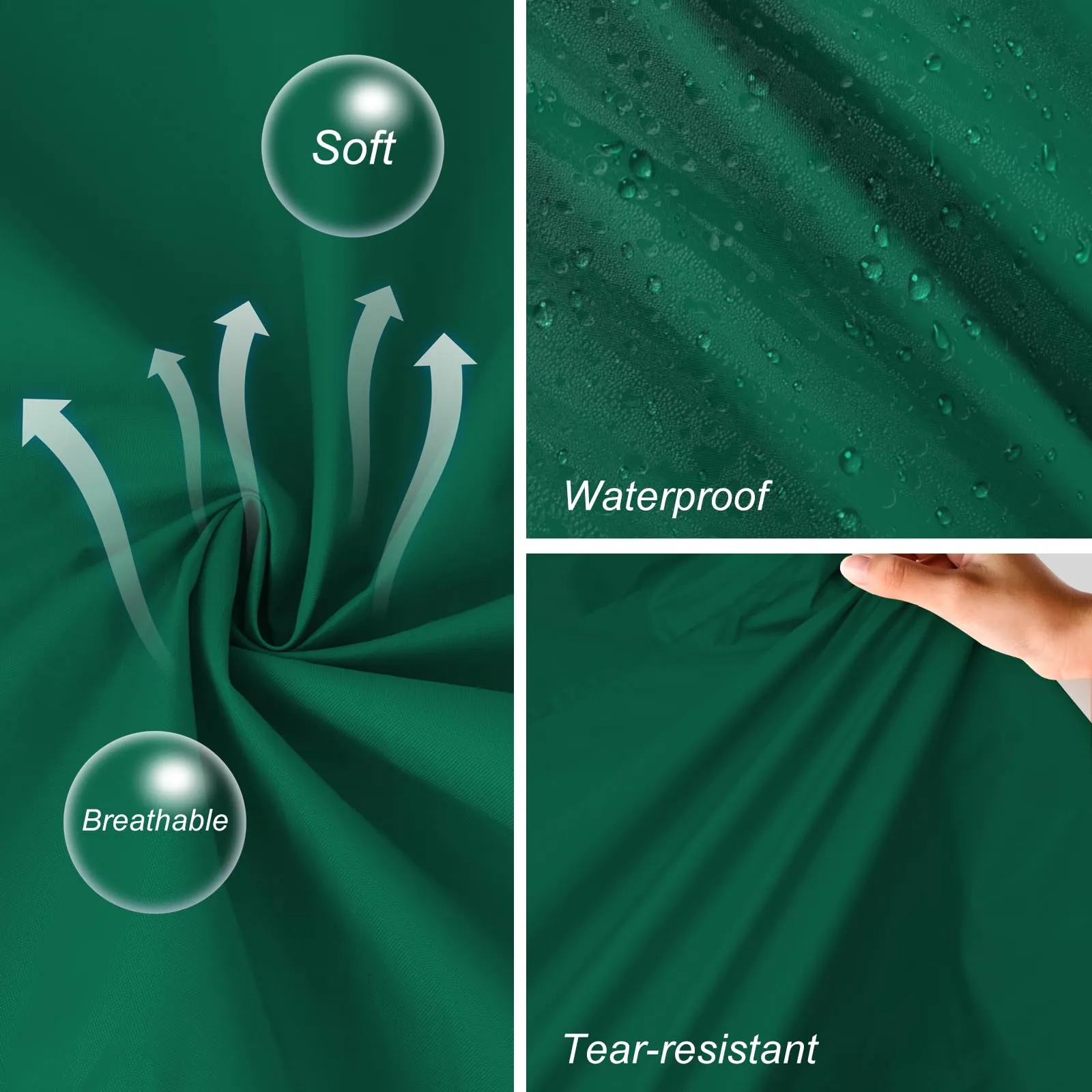 SOPPY Cappotti impermeabili da donna, lunghi e impermeabili, antivento, leggeri, ad asciugatura rapida, con cappuccio, taglia unica, Verde smeraldo, L - immagine 6